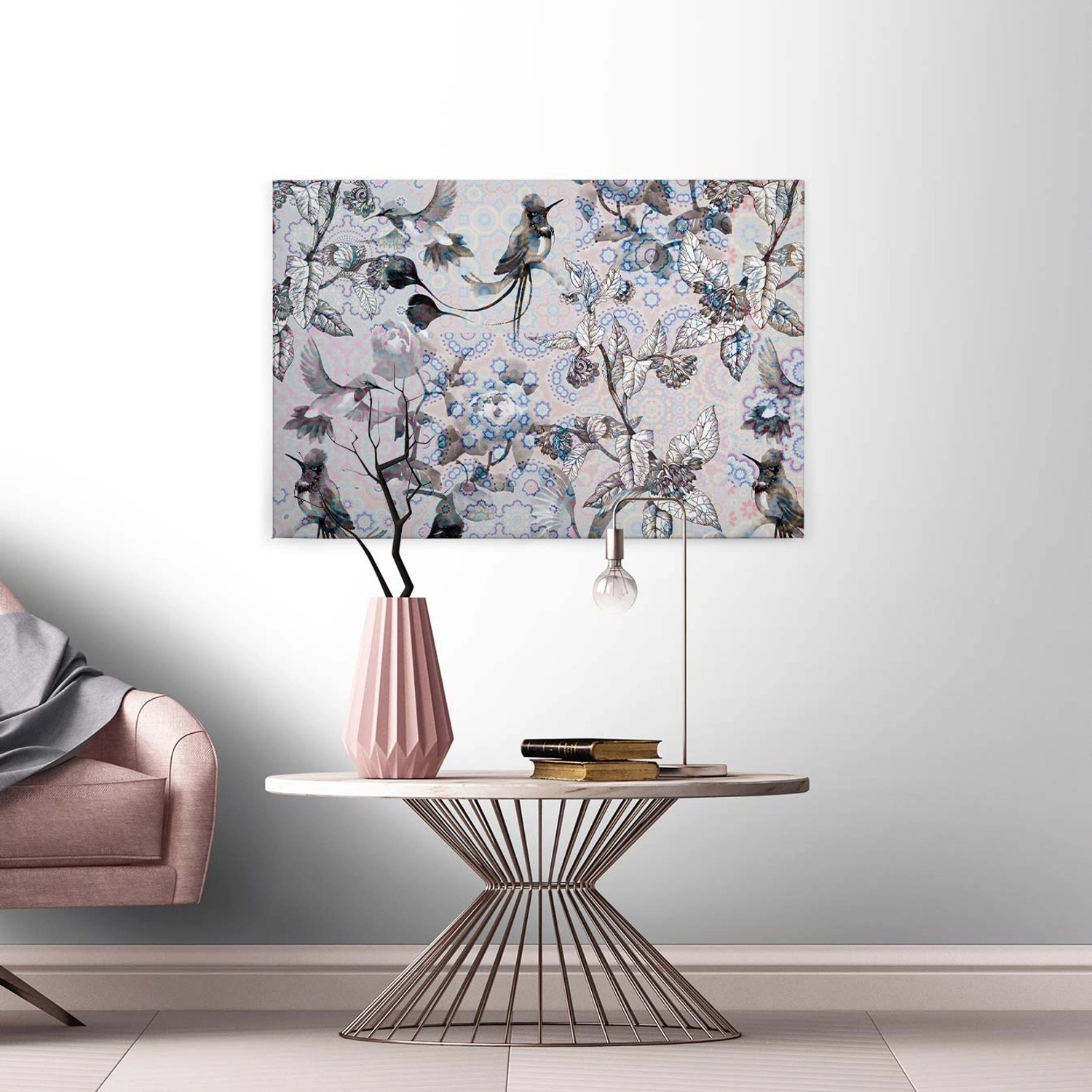 Bricoflor Bild Auf Leinwand Vogel Und Blumen Wandbild 90 X 60 Cm Quer Leinwandbild Mit Vögeln Hellgrau Blau Bricoflor Bild Auf Leinwand Vogel Und Blumen Wandbild 90 X 60 Cm Quer Leinwandbild Mit Vögeln Hellgrau Blau von Bricoflor