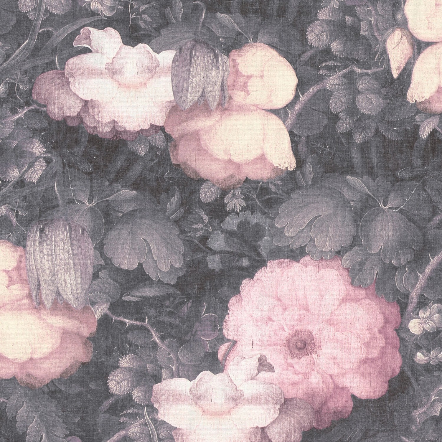 Bricoflor Blumen Tapete Gemalt Vintage Blumentapete in Rosa Grau für Esszimmer und Schlafzimmer Romantische Vliestapete mit Rosen Im Gemälde Stil von Bricoflor