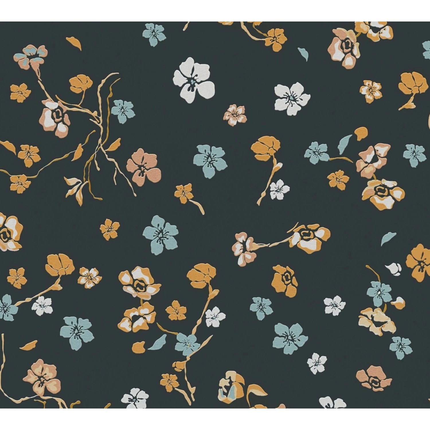 Bricoflor Blumentapete Schwarz Moderne Tapete mit Blumen in Blau Gelb Florale Vliestapete Ideal für Wohnzimmer und Schlafzimmer Bricoflor Blumentapete Schwarz Moderne Tapete mit Blumen in Blau Gelb Florale Vliestapete Ideal für Wohnzimmer und Schlafzimmer von Bricoflor