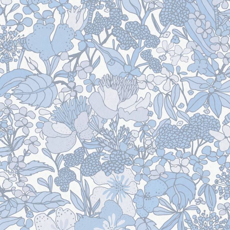Bricoflor Blumentapete in Hellblau Badezimmer und Schlafzimmer Tapete mit Blumen Im Skandinavischen Stil Florale Vliestapete Im Retro Stil von Bricoflor