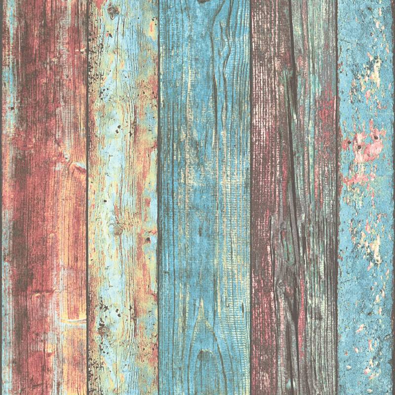 Bricoflor Bunte Tapete in Holzoptik Vintage Tapete Im Maritimen Stil Vliestapete Im Holz Design Ideal für Küche und Schlafzimmer von Bricoflor