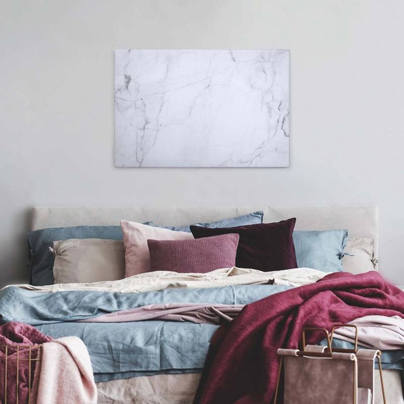 Bricoflor Canvas Bild In Marmoroptik Modernes Leinwand Bild Mit Marmor Für Badezimmer Und Küche Schlafzimmer Wandbild In Weiß Und Grau von Bricoflor