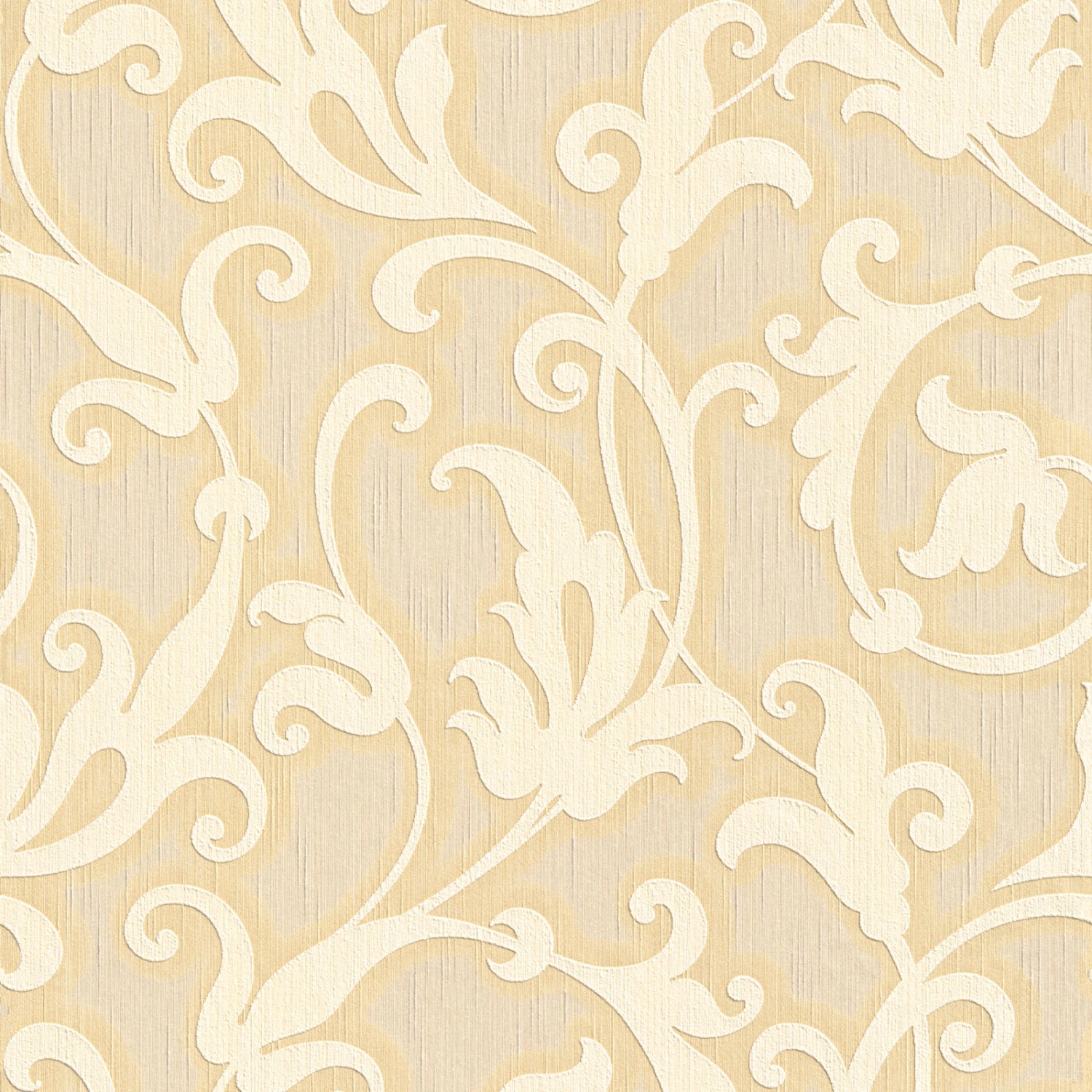 Bricoflor Creme Gold Vlies Textiltapete Ranken Vliestapete Elegant für Esszimmer und Wohnzimmer Textil Tapete mit Ornament Edel von Bricoflor