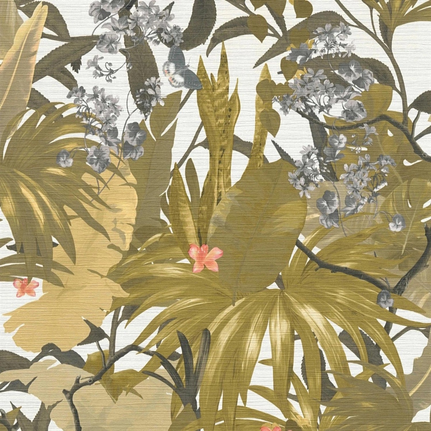 Bricoflor Dschungel Tapete in Oliv Weiß für Wohnzimmer und Schlafzimmer Moderne Vliestapete mit Palmenblättern mit Struktur von Bricoflor