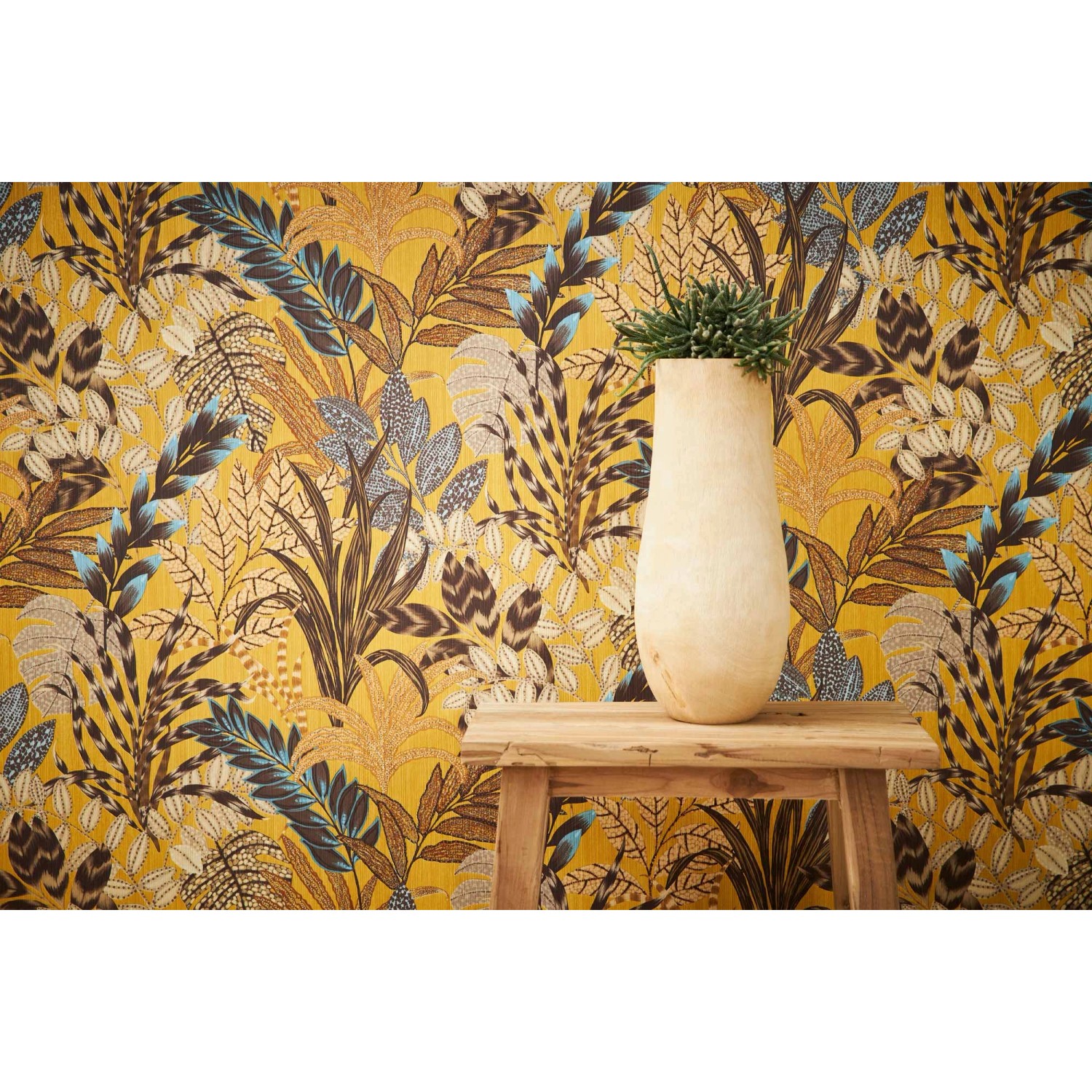 Bricoflor Dschungeltapete in Gelb Tapete mit Palmenblättern Ideal fürs Schlafzimmer von Bricoflor