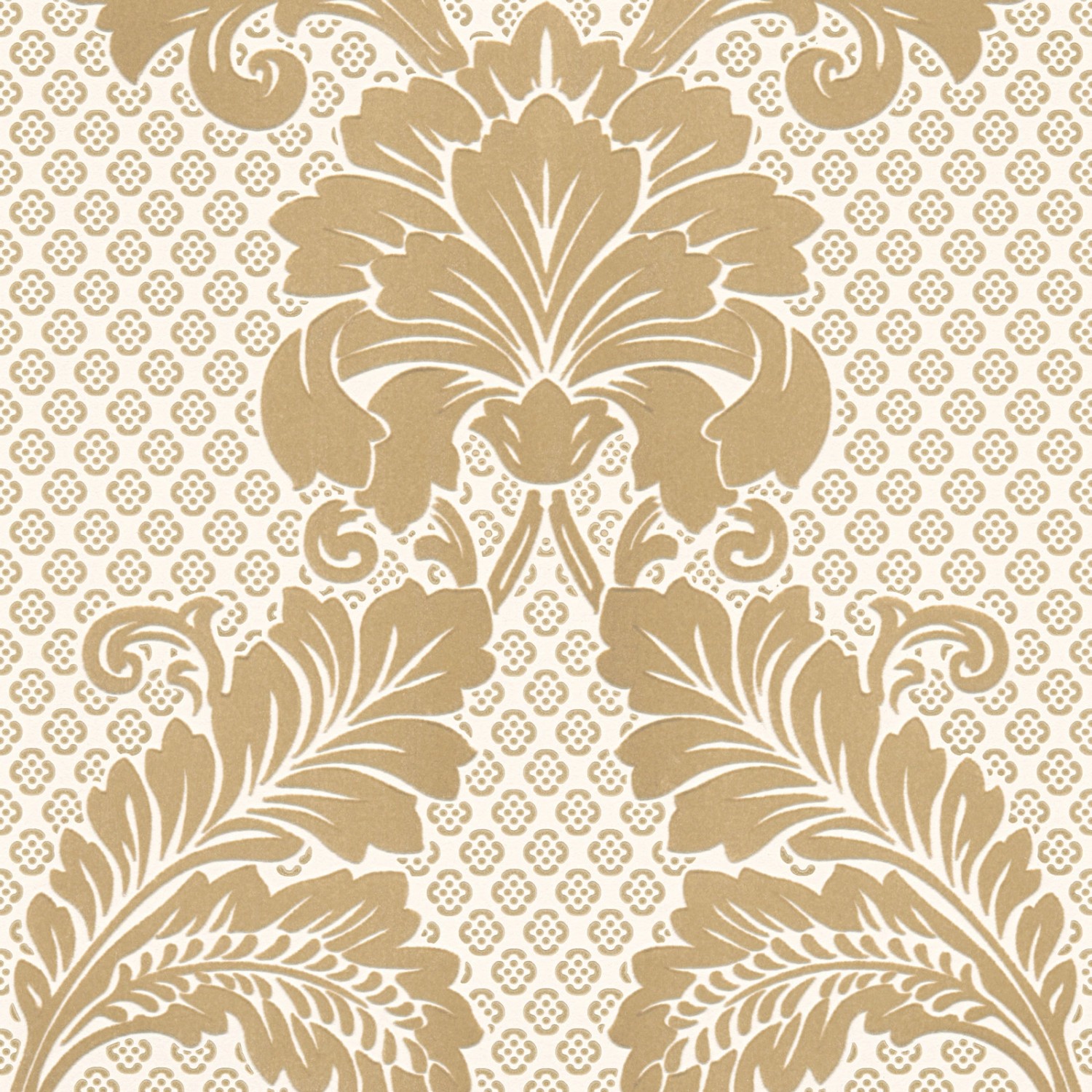 Bricoflor Echtflock Tapete mit Ornament Neobarock Vliestapete Creme und Gold Elegante Wandtapete mit Barockmuster aus Vinyl für Schlaf und Esszimmer von Bricoflor