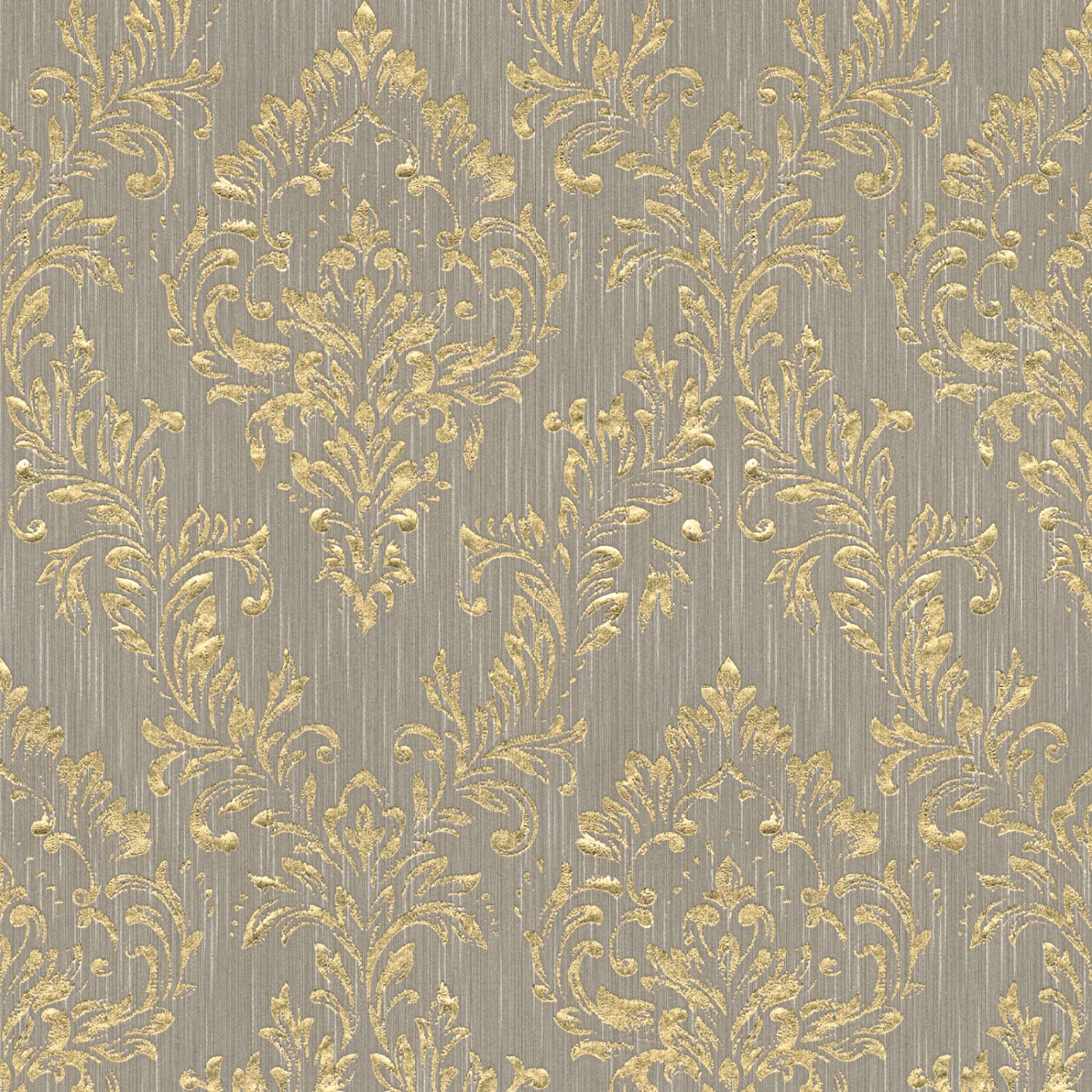 Bricoflor Edle Tapete Grau Gold Vlies Textiltapete mit Metallic Glitzer Ornament Textil Vliestapete mit Barock Muster für Wohnzimmer und Esszimmer von Bricoflor