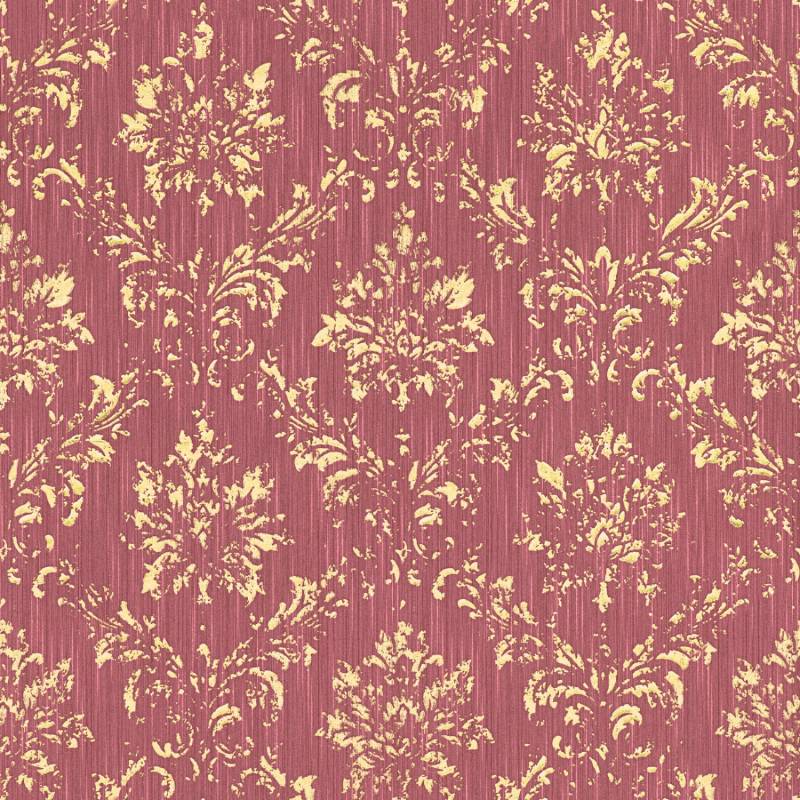 Bricoflor Edle Tapete Rot Gold Metallic Textil Vliestapete mit Ornament für Esszimmer und Schlafzimmer Elegante Vlies Textiltapete mit Barock Muster von Bricoflor