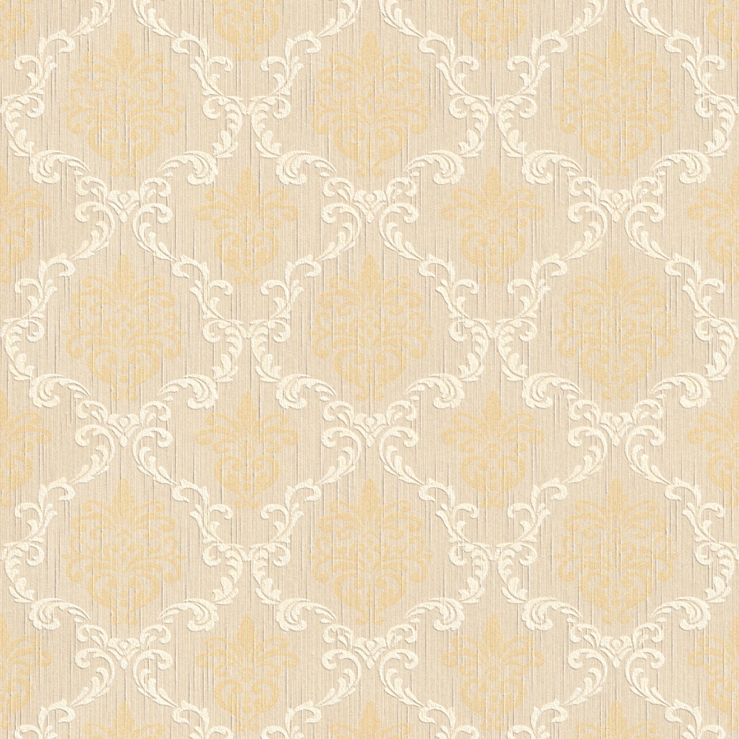 Bricoflor Elegante Tapete in Beige Weiß Gold Edle Vlies Textiltapete mit Barock Muster Elegante Textil Vliestapete mit Ornamenten für Wohnzimmer von Bricoflor