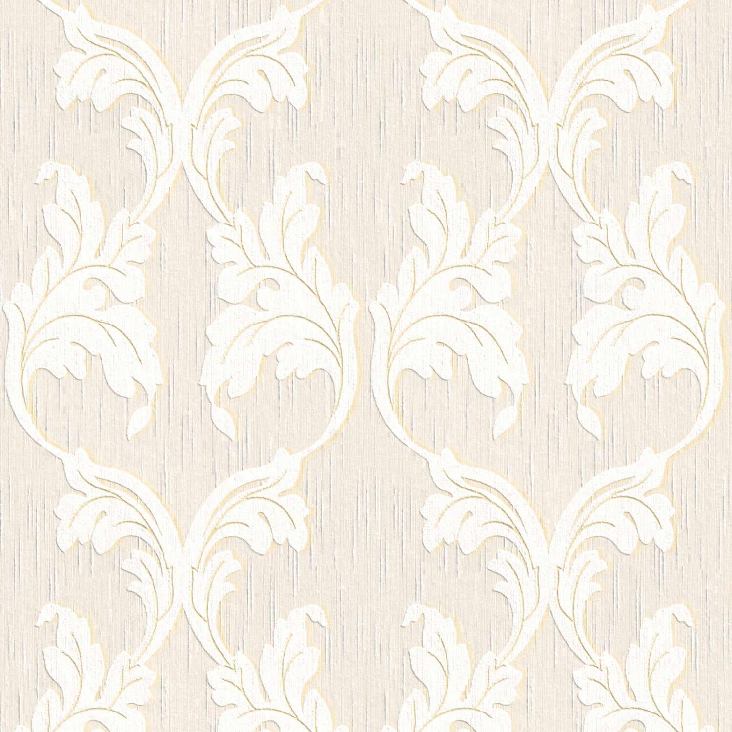 Bricoflor Elegante Tapete mit Ranken Blätter Vliestapete in Creme Weiß für Schlafzimmer und Esszimmer Helle Vlies Textiltapete mit Blatt Ornament von Bricoflor