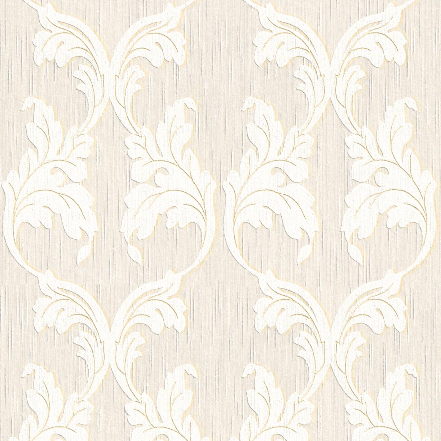 Bricoflor Elegante Tapete mit Ranken Blätter Vliestapete in Creme Weiß für Schlafzimmer und Esszimmer Helle Vlies Textiltapete mit Blatt Ornament von Bricoflor