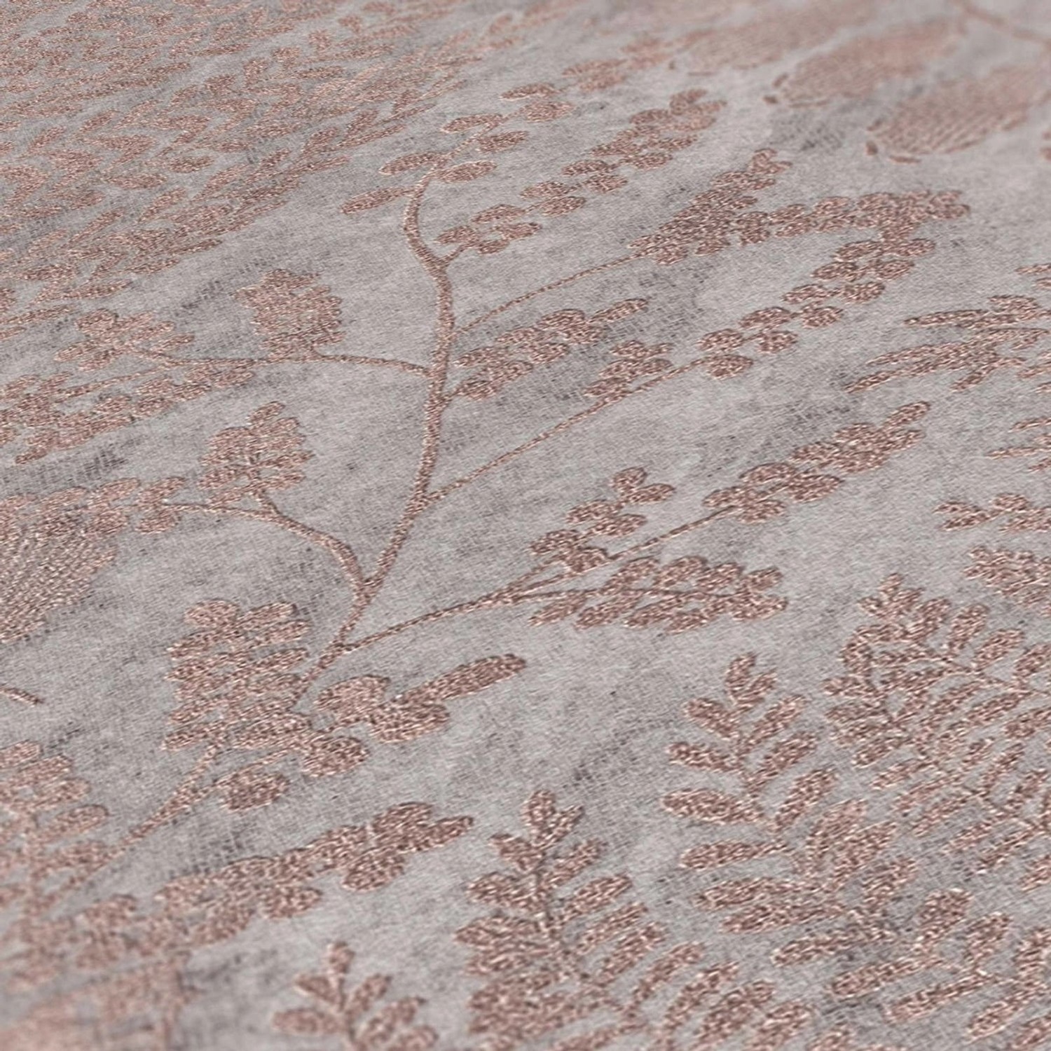 Bricoflor Farn Tapete in Kupfer Grau Metallic Vliestapete mit Farn Muster Ideal für Wohnzimmer und Esszimmer Vlies Blumentapete von Bricoflor