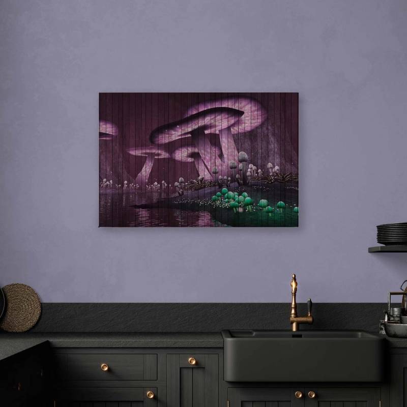 Bricoflor Fliegenpilz Bild Auf Leinwand In Lila Besonderes Wandbild Mit Märchenwald Für Kinderzimmer Und Schlafzimmer Holz Leinwandbild Auf Keilrahmen von Bricoflor