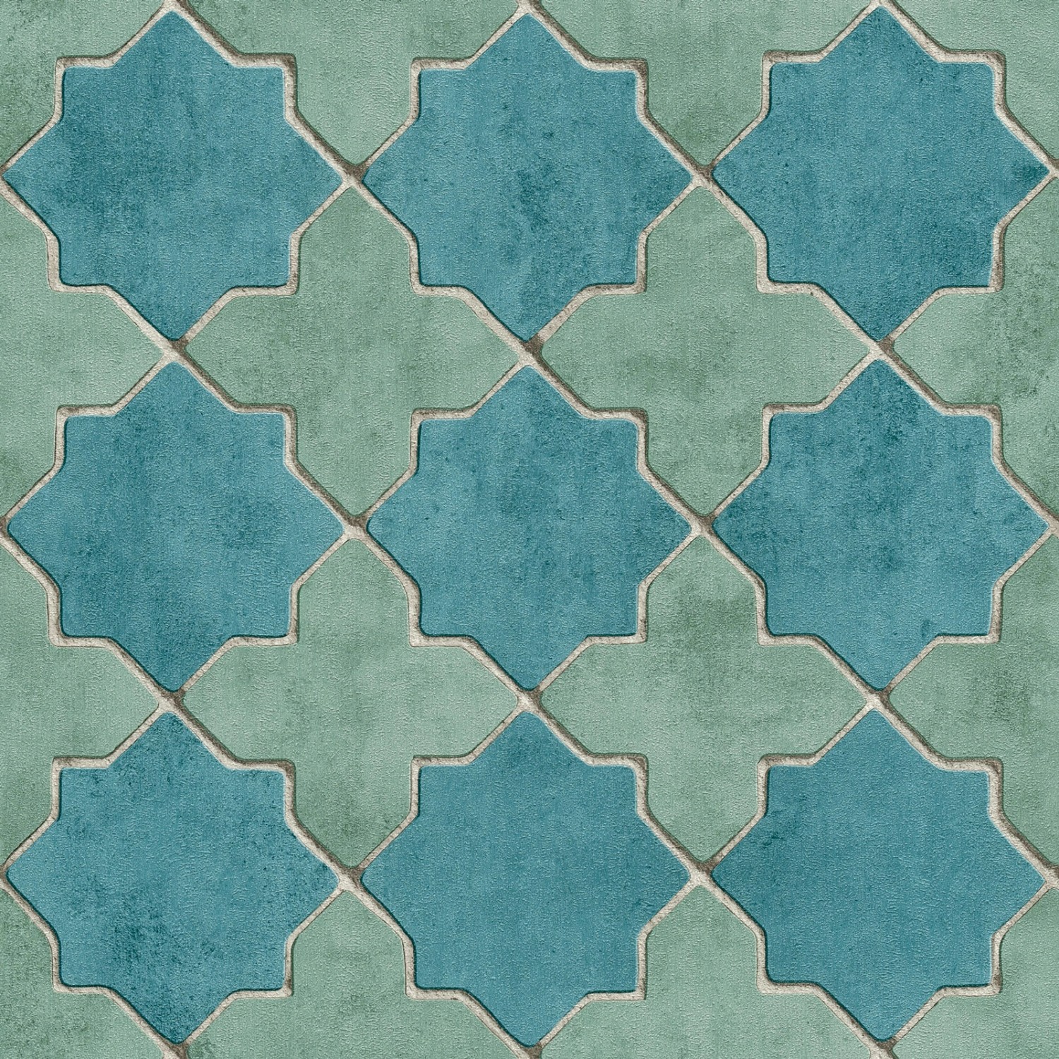 Bricoflor Fliesen Tapete Blau Türkis Orientalische Vlies Fliesentapete in Mosaik Optik Marokkanisch Arabische Vliestapete in Fliesenoptik für Küche von Bricoflor