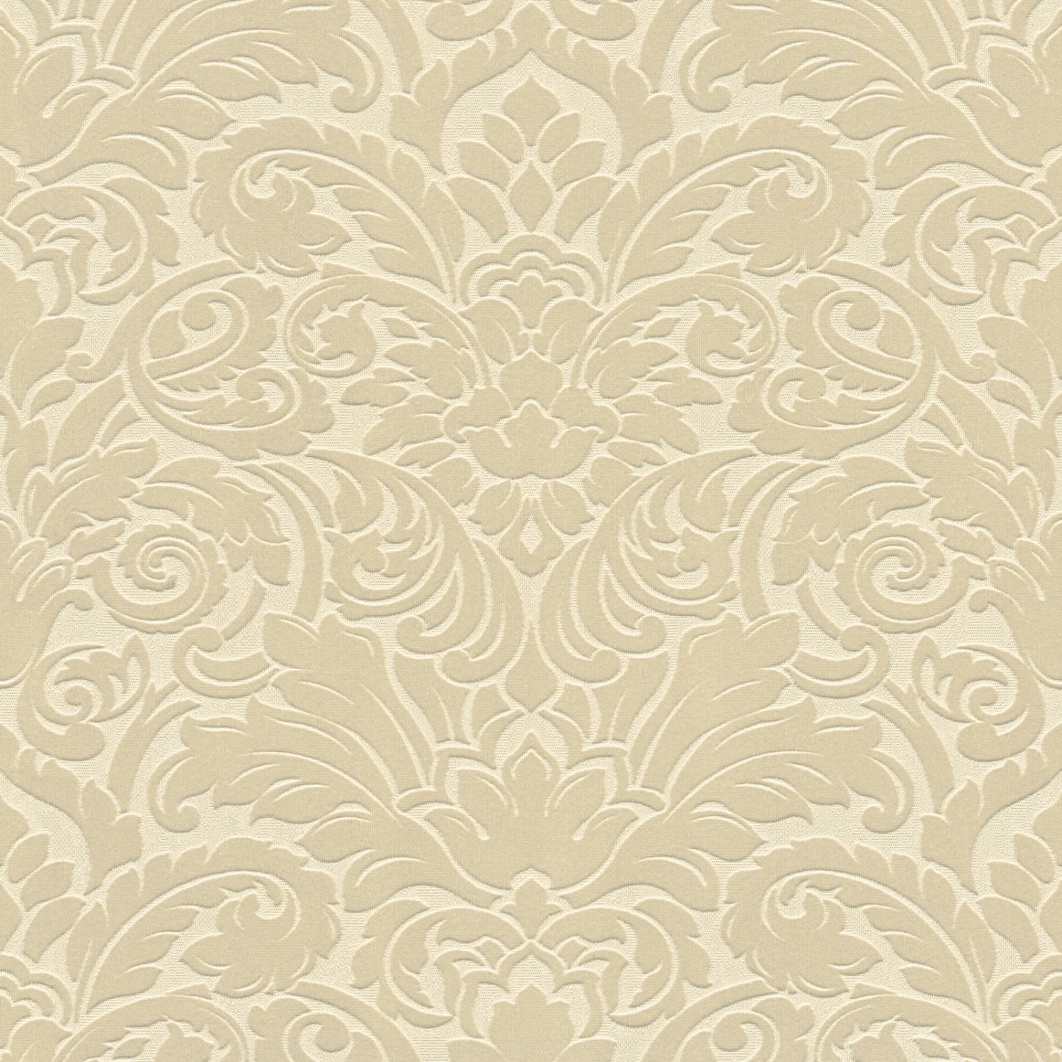 Bricoflor Flock Tapete in Beige Gold Elegante Ess und Wohnzimmer Vliestapete mit Barock Muster aus Samt Vlies Barocktapete mit Ornament aus Vinyl von Bricoflor