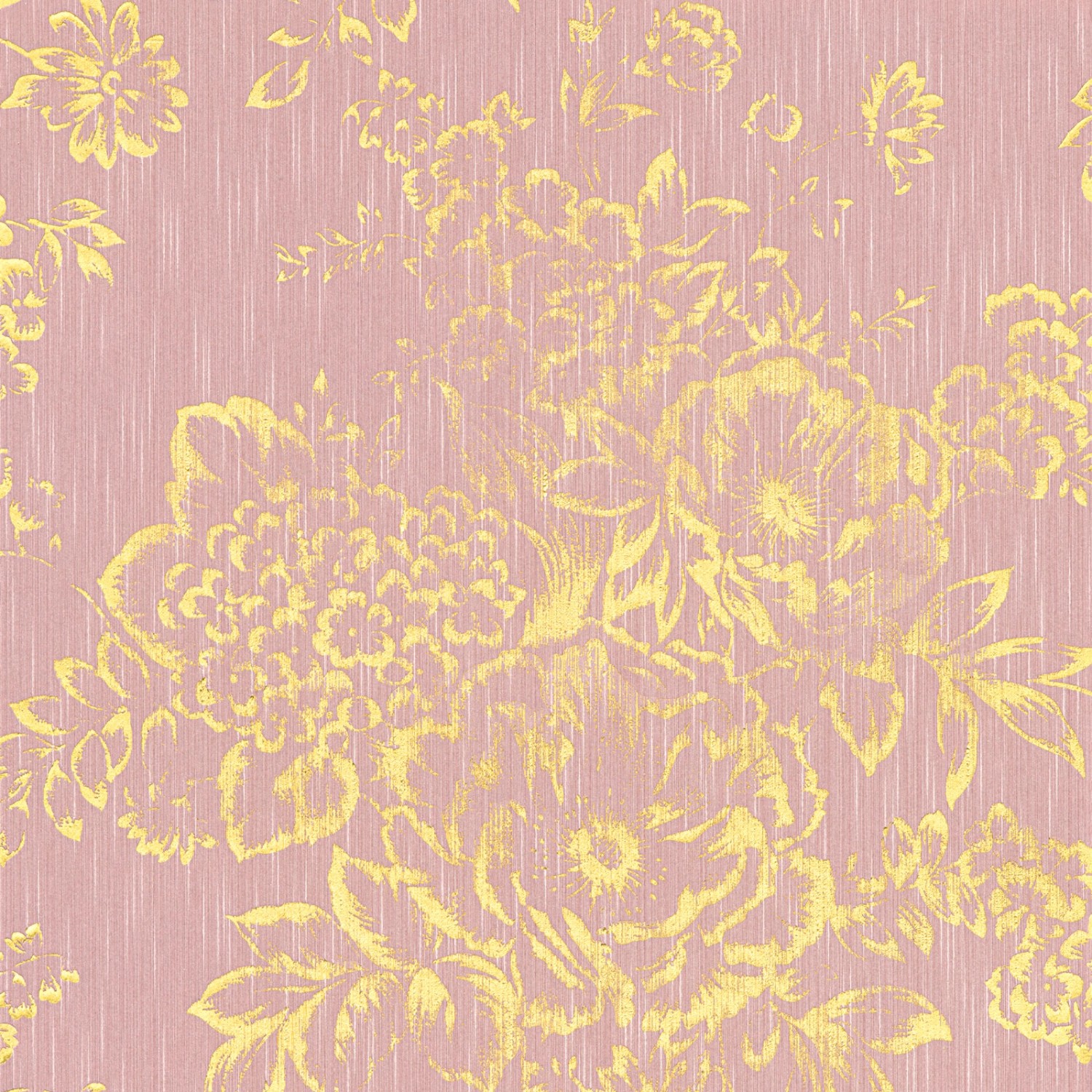 Bricoflor Florale Tapete Rosa Gold Blumen Textiltapete mit Metallic Effekt in Rosegold Vlies Blumentapete mit Textil Muster für Schlaf und Wohnzimmer von Bricoflor