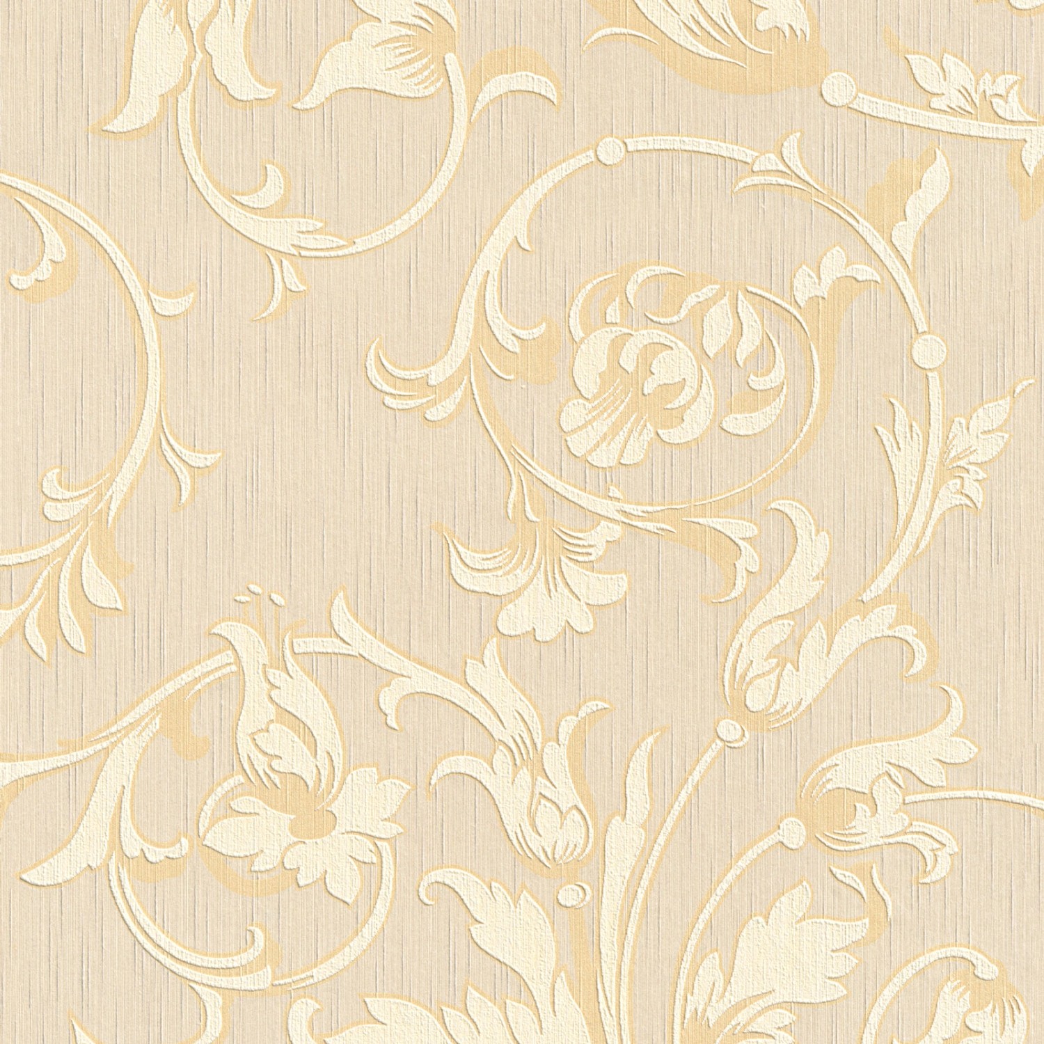 Bricoflor Florale Tapete in Creme Weiß Helle Textiltapete mit Blumen Ranken Elegant Textil Vliestapete mit Ornament Muster für Schlaf und Esszimmer von Bricoflor