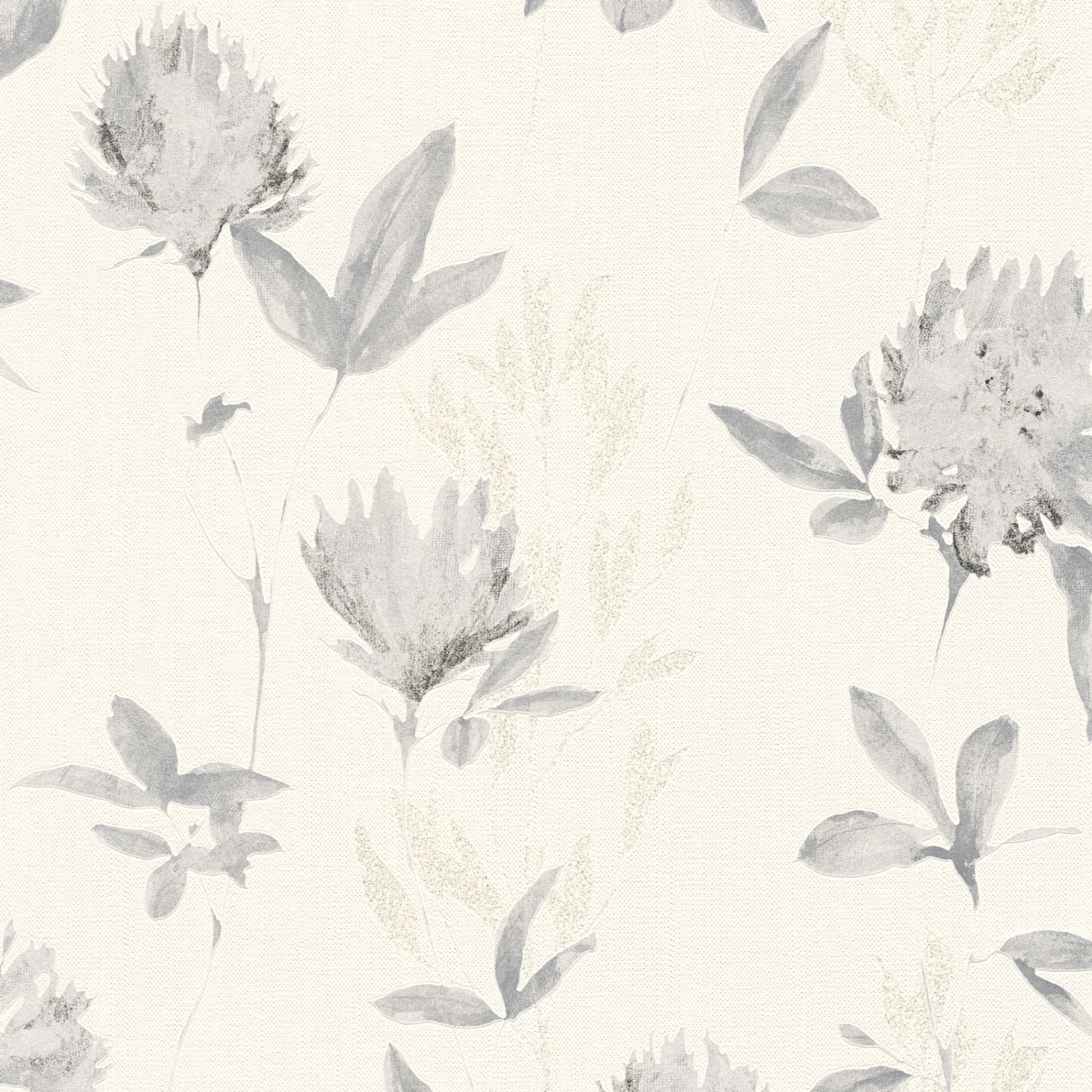 Bricoflor Florale Tapete in Weiß Grau Moderne Blumentapete in Kunst Optik Ideal für Schlafzimmer und Flur Wasserfarben Vliestapete mit Blumen Muster von Bricoflor