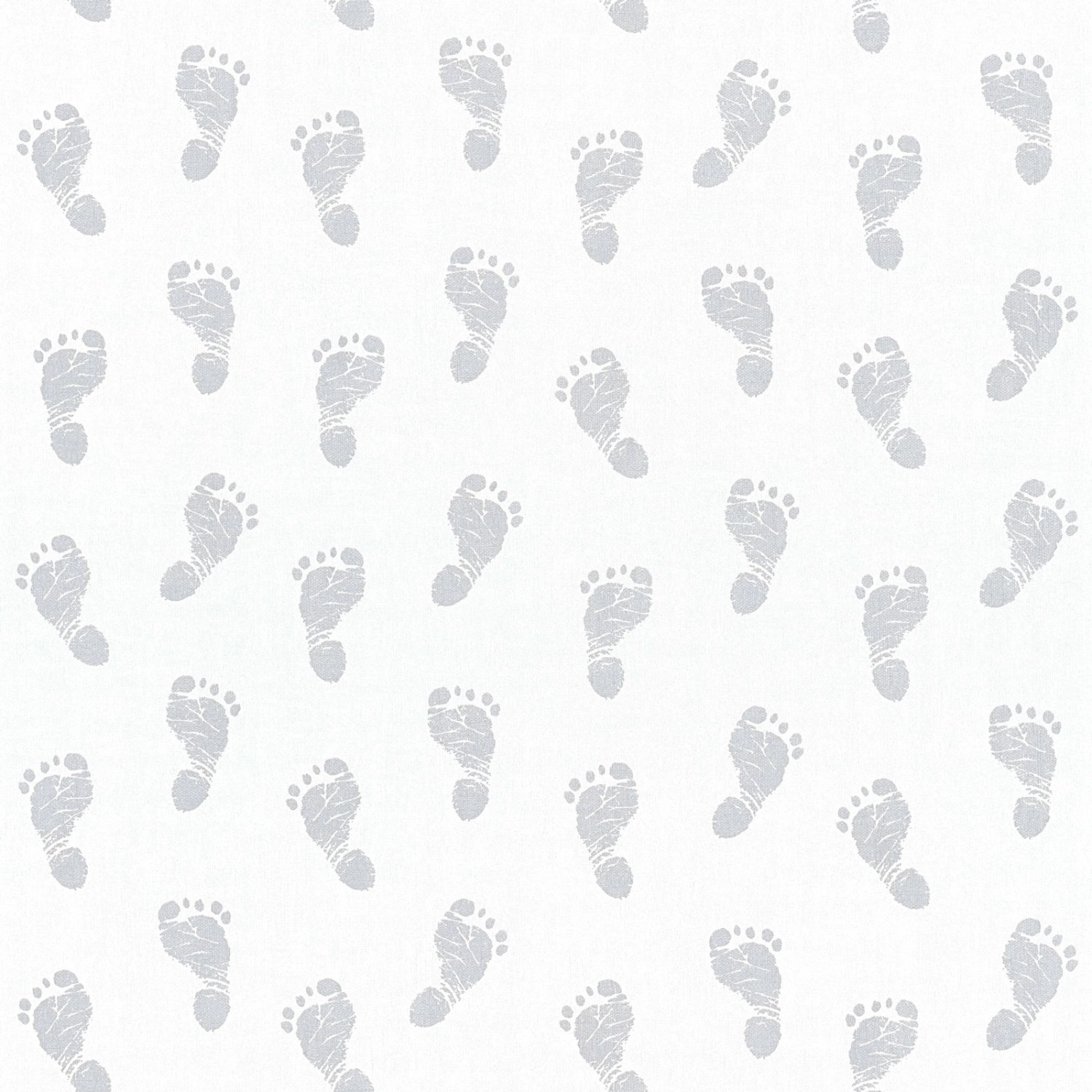 Bricoflor Fußabdrücke Tapete für Babyzimmer Vlies Kindertapete in Weiß und Grau für Jungen und Mädchen Verspielte Babytapete Neutral von Bricoflor