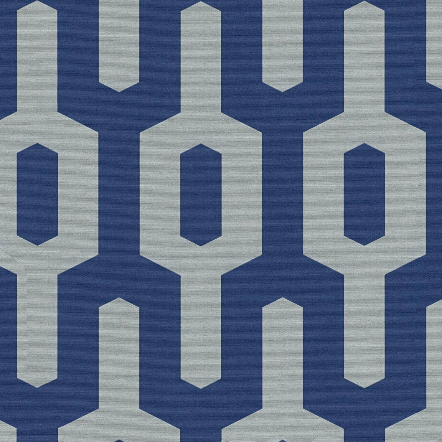 Bricoflor Geometrische Tapete in Blau Retro Vliestapete mit Muster Ideal für Schlafzimmer und Wohnzimmer Blaue Wandtapete mit Grafik Design von Bricoflor