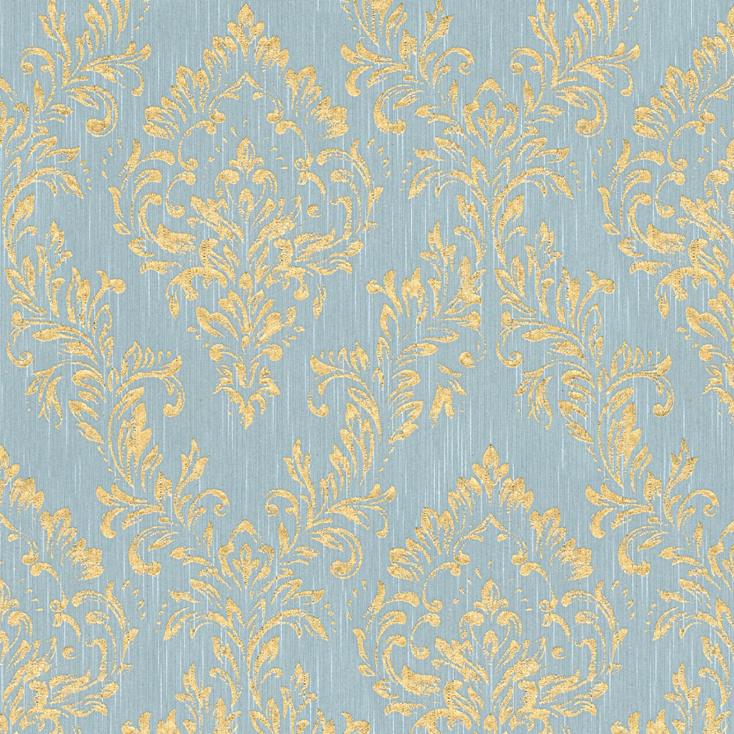 Bricoflor Glitzer Tapete Edel Textil Vliestapete mit Barock Muster in Hellblau Gold Metallic Textiltapete mit Ornament für Wohnzimmer und Schlafzimmer von Bricoflor