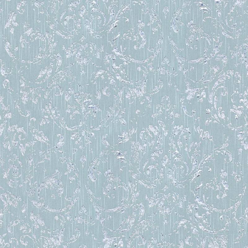 Bricoflor Glitzer Tapete Hellblau Silber Metallic Vliestapete Elegant für Schlafzimmer und Wohnzimmer Edle Vlies Textiltapete mit Ornament von Bricoflor