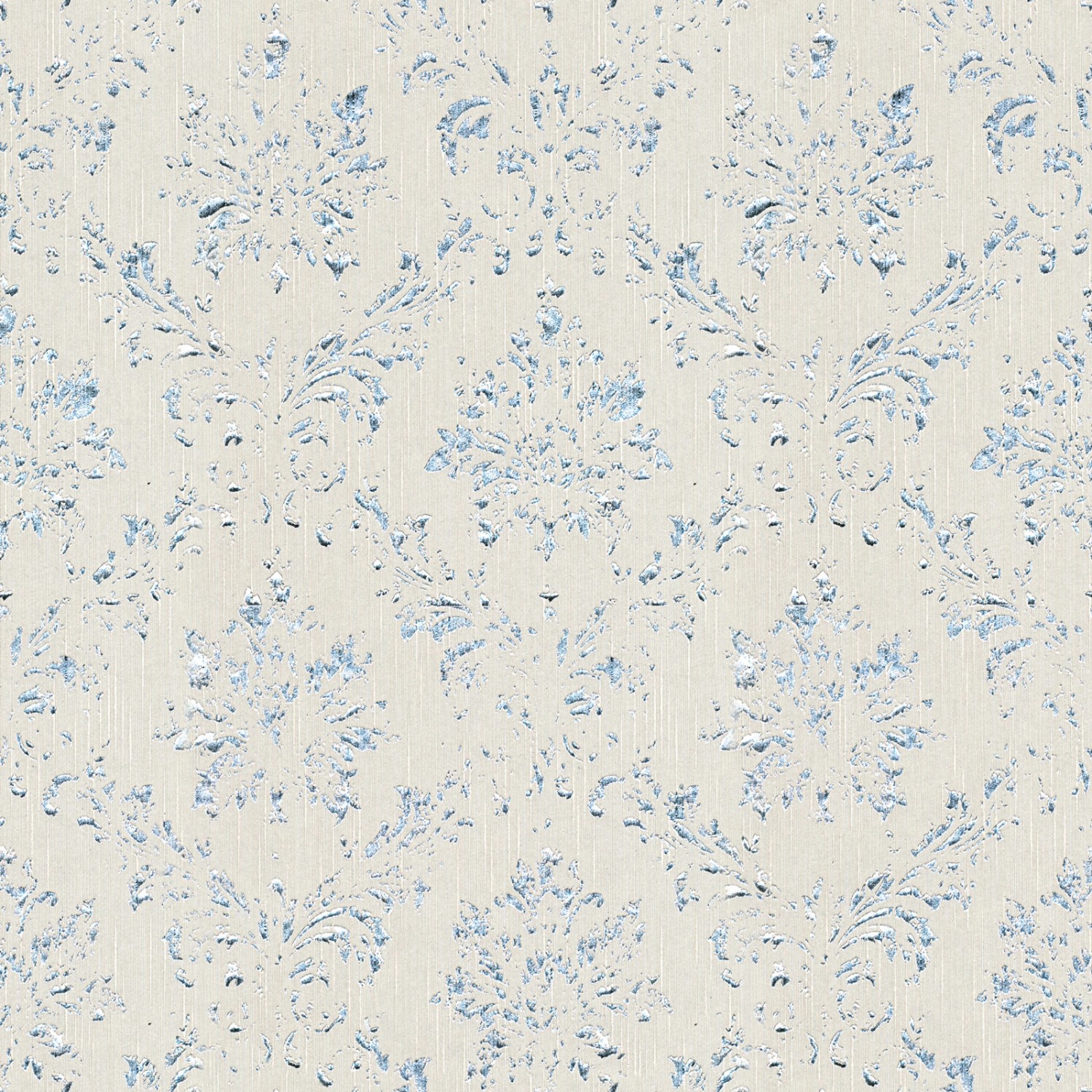 Bricoflor Glitzer Vliestapete Elegant Vlies Textiltapete mit Metallic Ornament in Weiß Blau Edle Barock Tapete mit Textil Muster für Schlafzimmer von Bricoflor