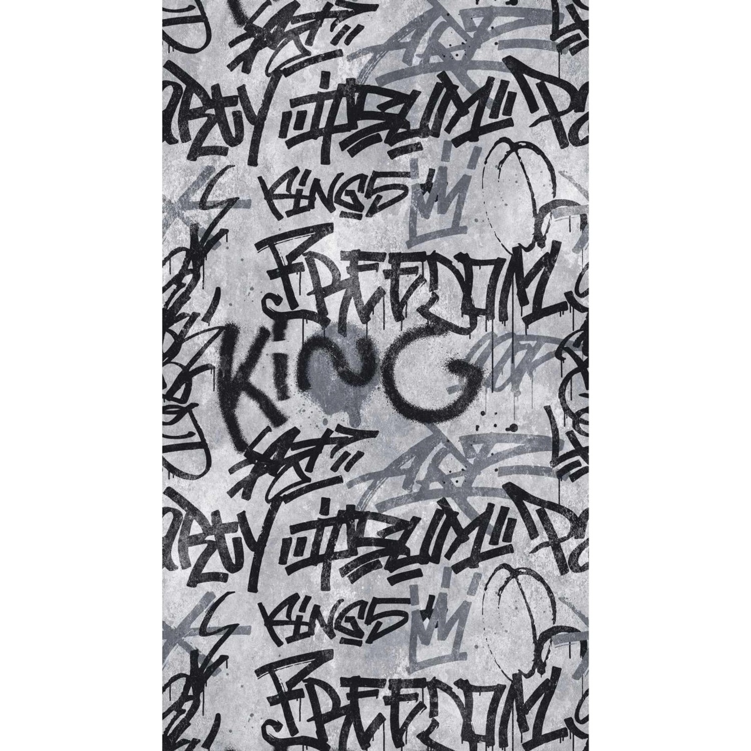 Bricoflor Graffiti Tapete für Jugendzimmer Industrial Vliestapete Grau Schwarz Fototapete für Teenager und Wohnzimmer von Bricoflor
