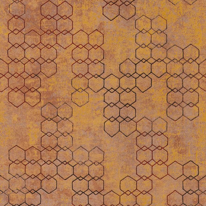 Bricoflor Hexagon Tapete in Rostoptik Kupfer Vliestapete mit Wabenmuster Geometrisch Industrial Wandtapete mit Sechseck Design in Terracotta von Bricoflor