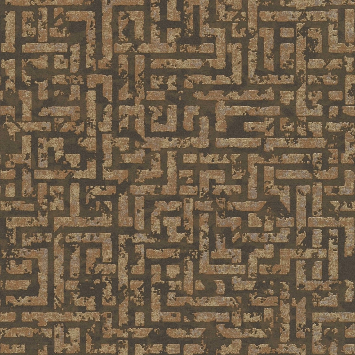 Bricoflor Japanische Tapete in Braun Gold Labyrinth Vliestapete Asiatisch Ideal für Wohnzimmer und Esszimmer Vlies Mustertapete von Bricoflor