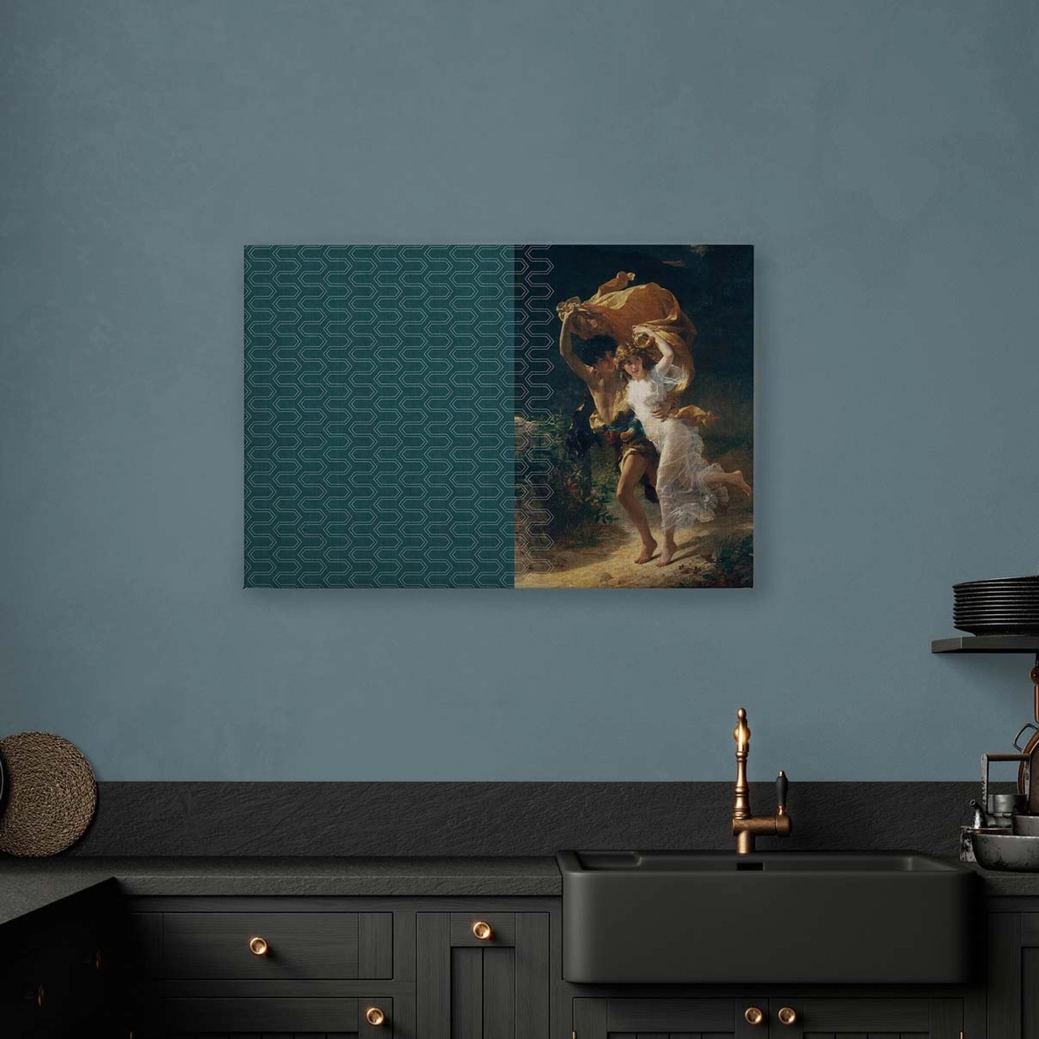 Bricoflor Jugendstil Bilder Auf Leinwand Art Déco Wandbild Petrol 20Er Jahre Leinwandbild Mit Gemälde Art Nouveau Look 90 X 60 Cm von Bricoflor