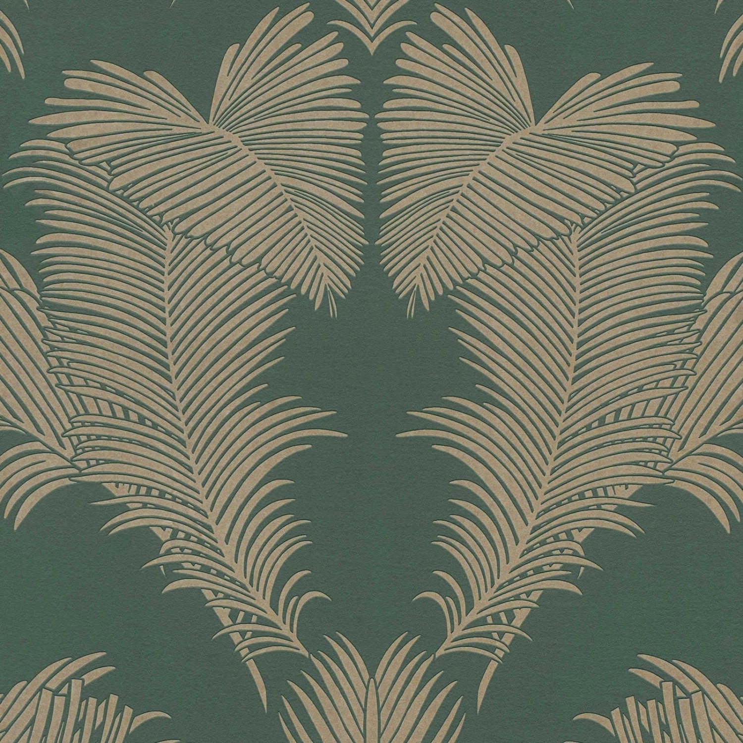 Bricoflor Jugendstil Tapete in Dunkelgrün Edle 20er Jahre Tapete mit Farn Design in Gold auf Grün Palmenblätter Vliestapete mit Vinyl für Wohnzimmer von Bricoflor