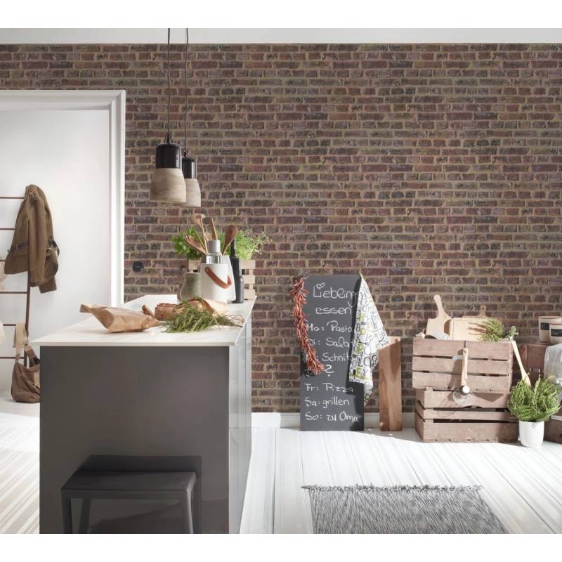 A.S. Création Tapete Stein-Optik Braun Rot und Beige 53 cm x 10,05 m AS-371611 von AS-Creation