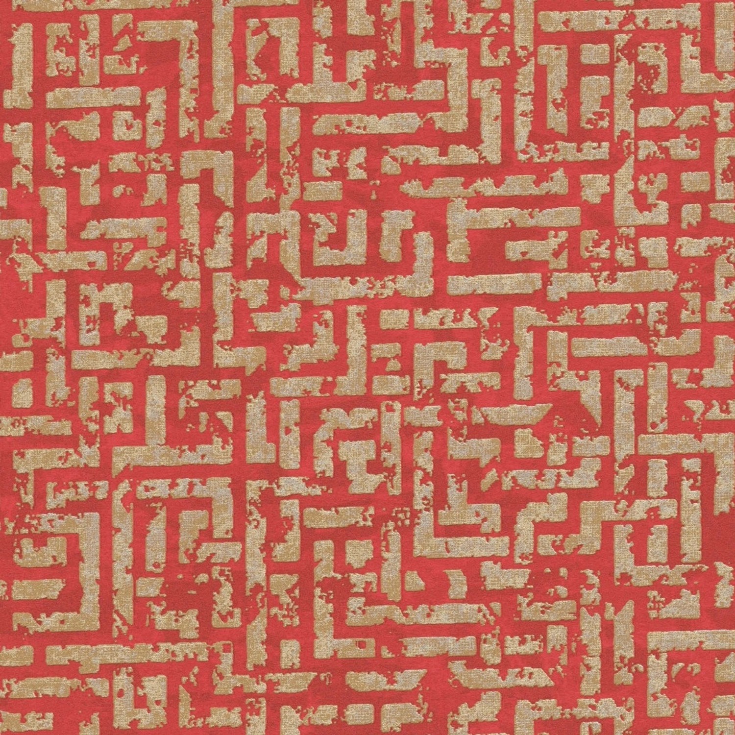 Bricoflor Labyrinth Tapete Rot Gold Elegante Vliestapete Chinesisch Vlies Mustertapete für Wohnzimmer und Küche von Bricoflor