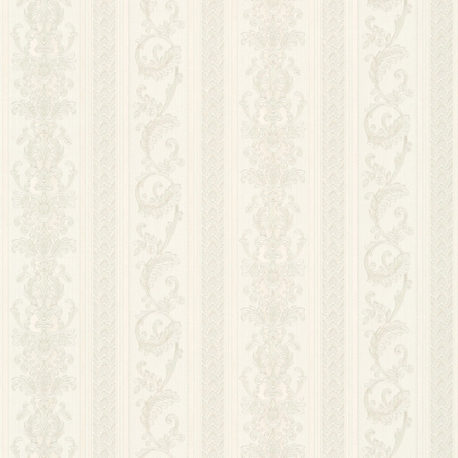 Bricoflor Landhaus Tapete Elegant Barock Vliestapete mit Streifen in Creme Weiß Nostalgische Wandtapete mit Ornament aus Vinyl für Schlafzimmer von Bricoflor