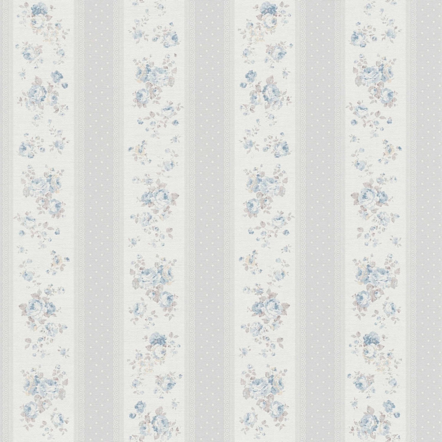 Bricoflor Landhaus Tapete mit Blumen Ideal für Küche und Flur Romantische Vliestapete mit Rosen in Grau Blau im Shabby Chic von Bricoflor