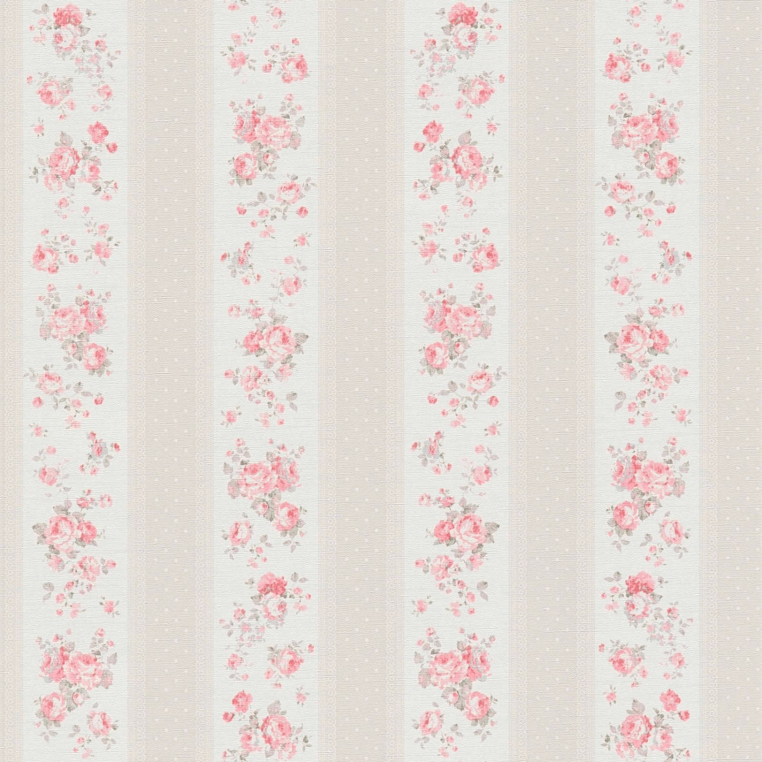 Bricoflor Landhaus Tapete mit Rosen im Vintage Stil Romantische Vliestapete im Shabby Chic Wandtapete mit Blumen Beige Rosa von Bricoflor