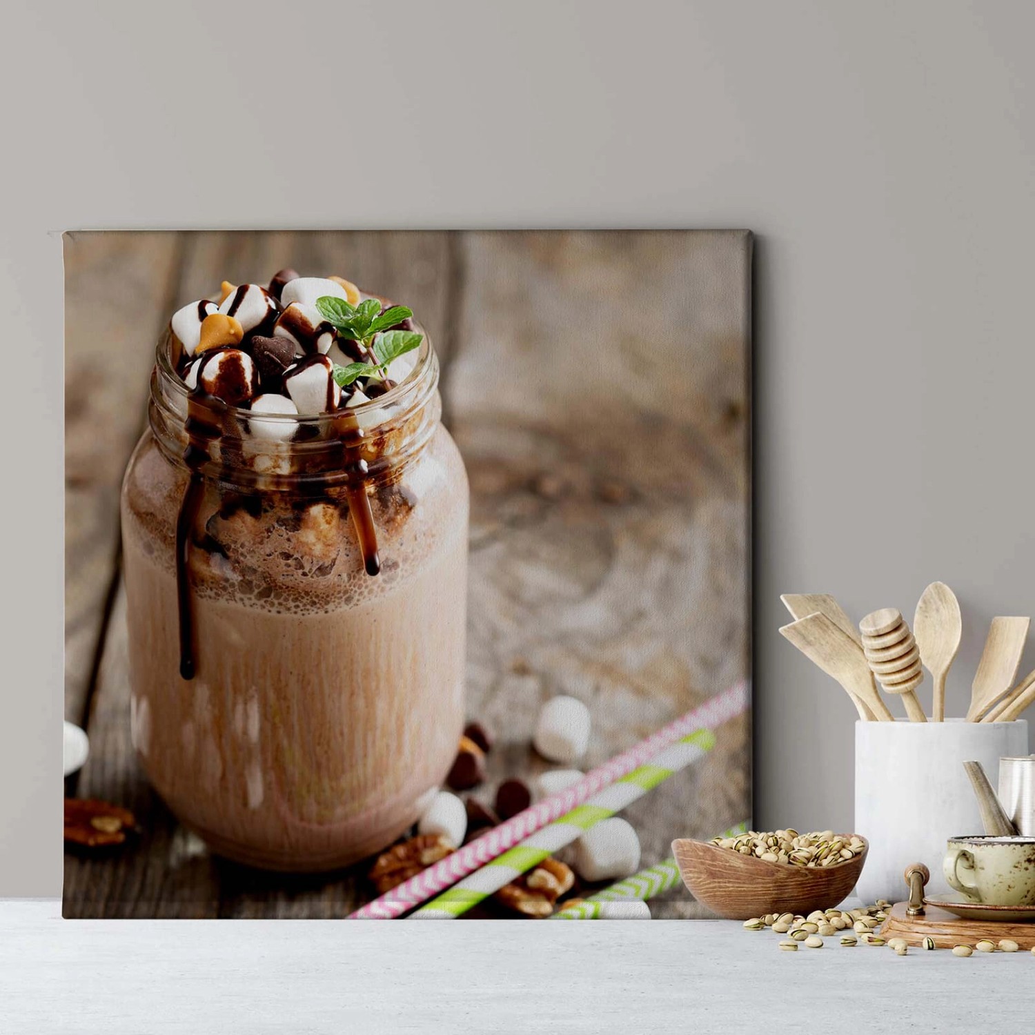 Bricoflor Leinwand Bild Mit Süßigkeiten Café Wandbild Mit Milkshake In Beige Und Braun Küchenbild Mit Schoko Motiv Und Marshmallows Bricoflor Leinwand Bild Mit Süßigkeiten Café Wandbild Mit Milkshake In Beige Und Braun Küchenbild Mit Schoko Motiv Und Marshmallows von Bricoflor