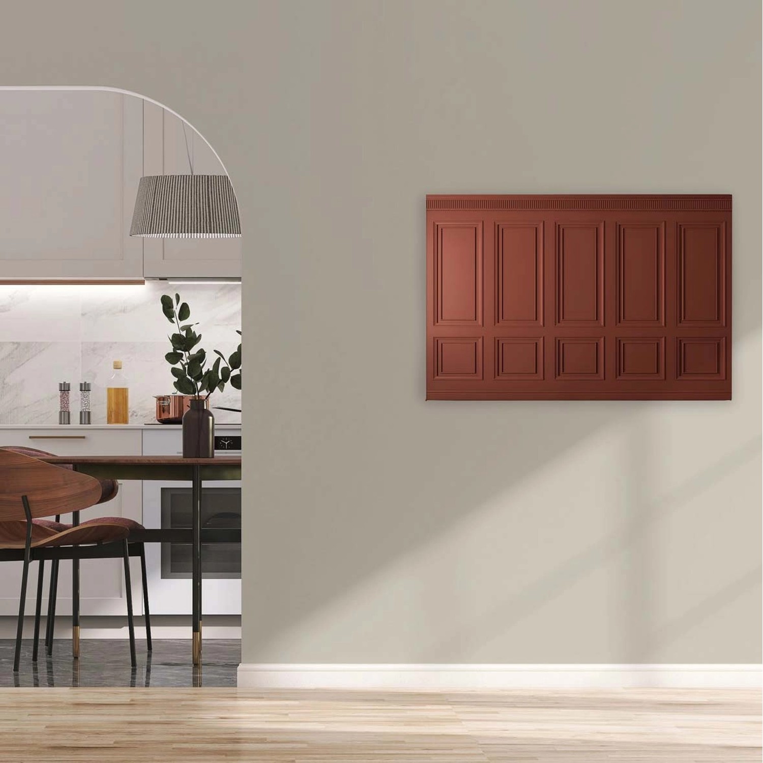 Bricoflor Wandbild In Terracotta 3D Bild Mit Wandvertäfelung In Kassetten Optik Modernes Leinwandbild 90 X 60 Cm Für Wohnzimmer von Bricoflor
