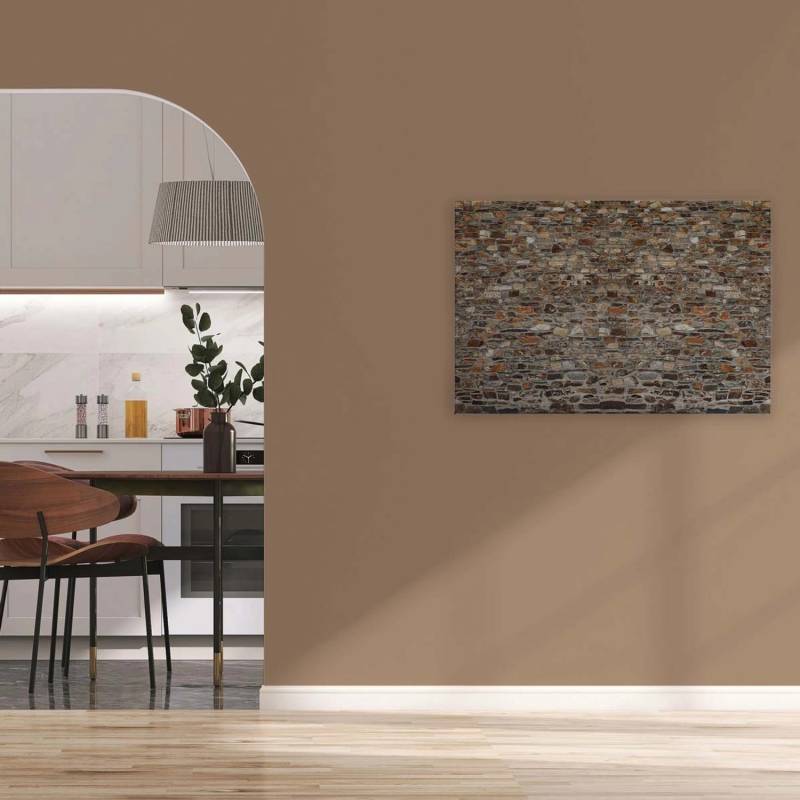 Bricoflor Vintage Bild Mit Burg Motiv Leinwandbild In Steinoptik 90 X 60 Cm Ideal Für Küche Und Wohnzimmer Mauer Wandbild Braun von Bricoflor
