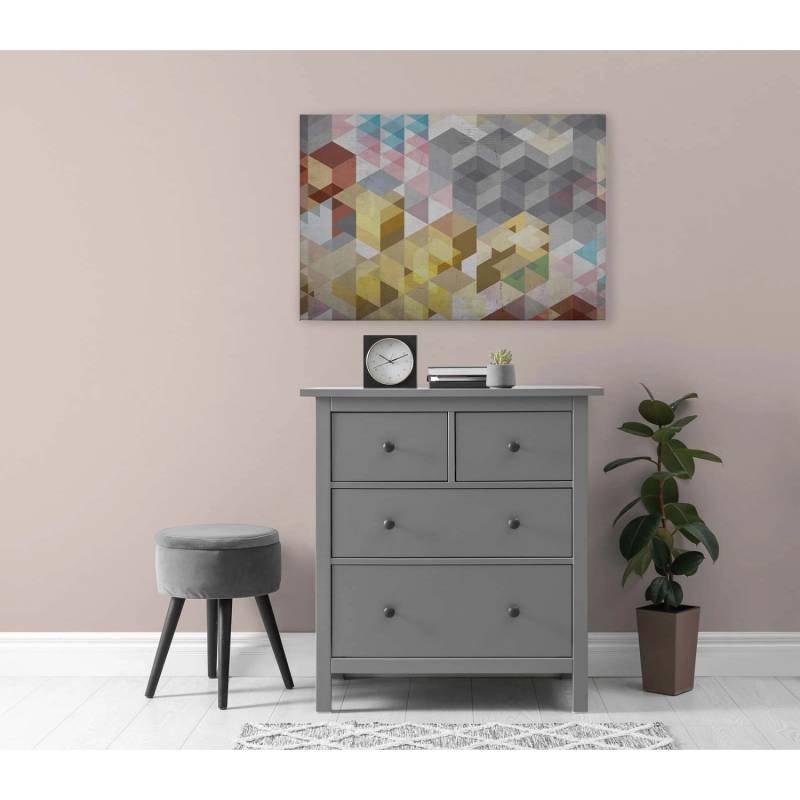 Bricoflor Deko Bild Mit Würfel Muster Geometrische Leinwandbilder Bunt Für Büro Und Jugendzimmer Wandbild Modern In 90 X 60 Cm von Bricoflor