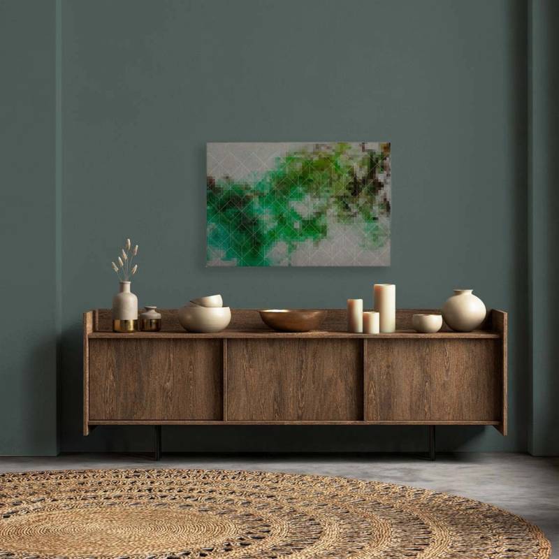 Bricoflor Wandbild Grün Abstrakt Für Wohnzimmer Und Büro Leinwandbild Geometrisch Mit Pixeln In 90 X 60 Cm Deko Bild Farbverlauf von Bricoflor