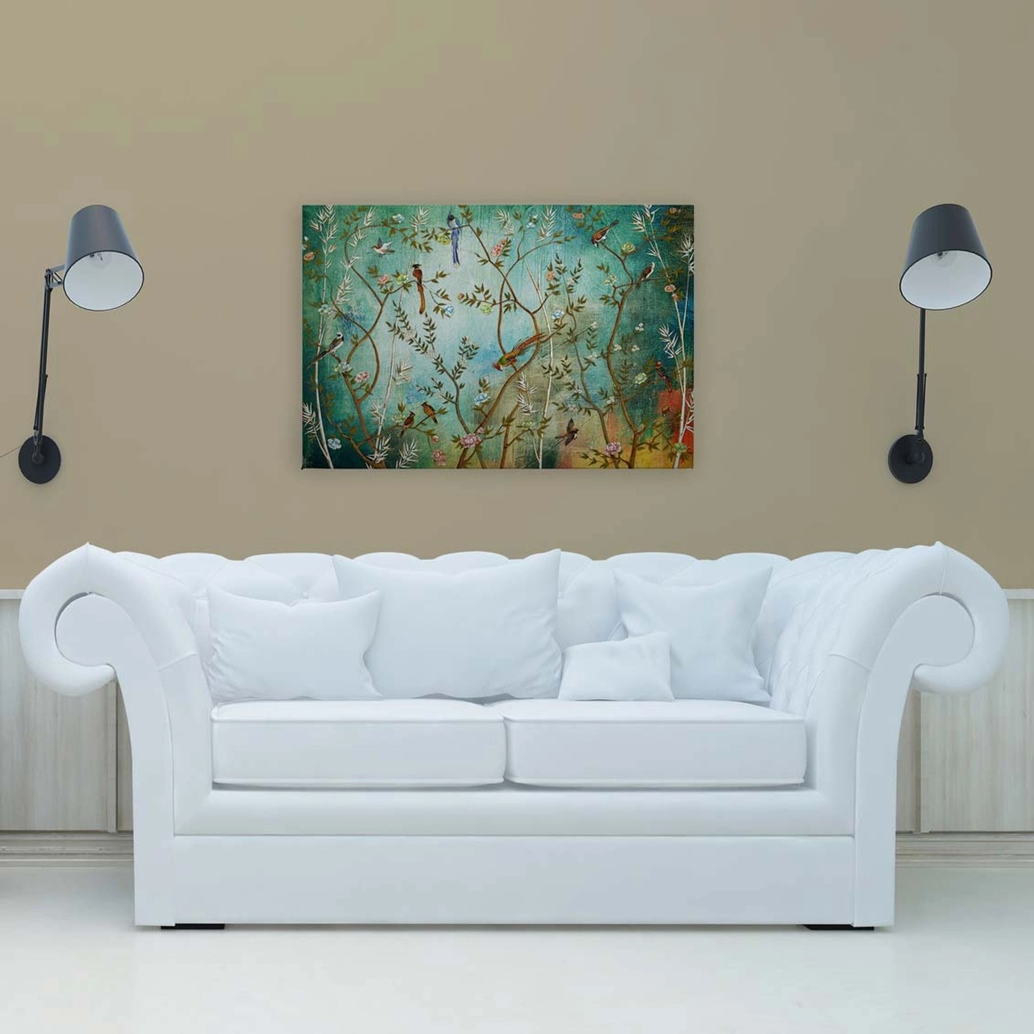 Bricoflor Wandbild Für Schlafzimmer Und Küche Leinwandbild Mit Vögeln Und Bäumen In Türkis Deko Bild Mit Paradies In 90 X 60 Cm von Bricoflor