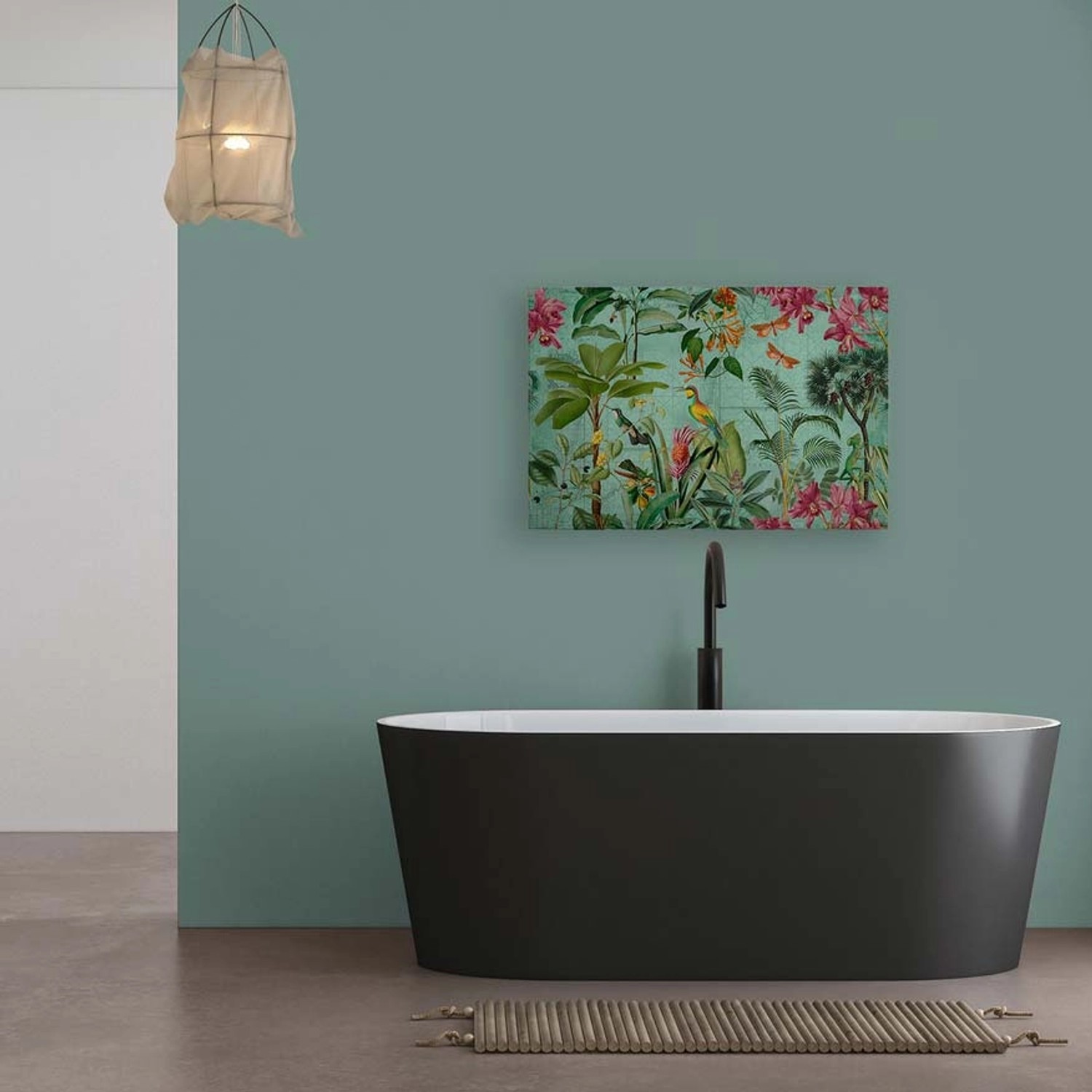 Bricoflor Dschungel Bild Auf Leinwand Türkis Grün Buntes Wandbild Mit Vogel Und Palmen Leinwandbild Tropische Blätter 120 X 80 Cm von Bricoflor