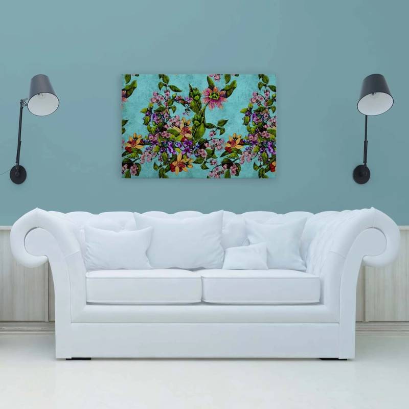Bricoflor Botanical Bild Bunt Mediterranes Wandbild Mit Blumen In Neonfarben Leinwandbild In 90 X 60 Cm Für Küche Und Schlafzimmer von Bricoflor