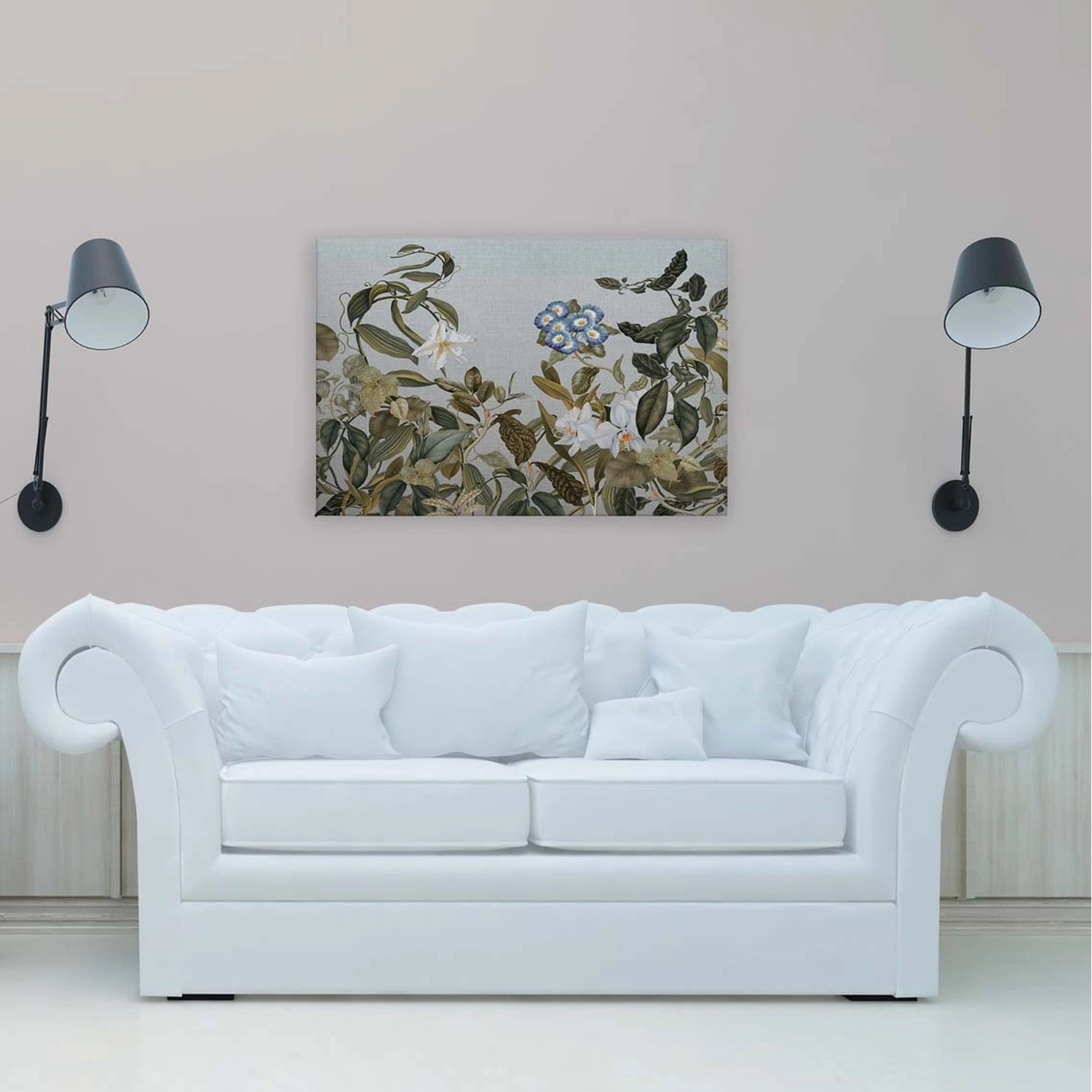 Bricoflor Botanical Bild Mit Blättern Und Blumen Leinwandbild Mit Blumenwiese Im Vintage Stil Wandbild Grün Grau In 90 X 60 Cm Bricoflor Botanical Bild Mit Blättern Und Blumen Leinwandbild Mit Blumenwiese Im Vintage Stil Wandbild Grün Grau In 90 X 60 Cm von Bricoflor