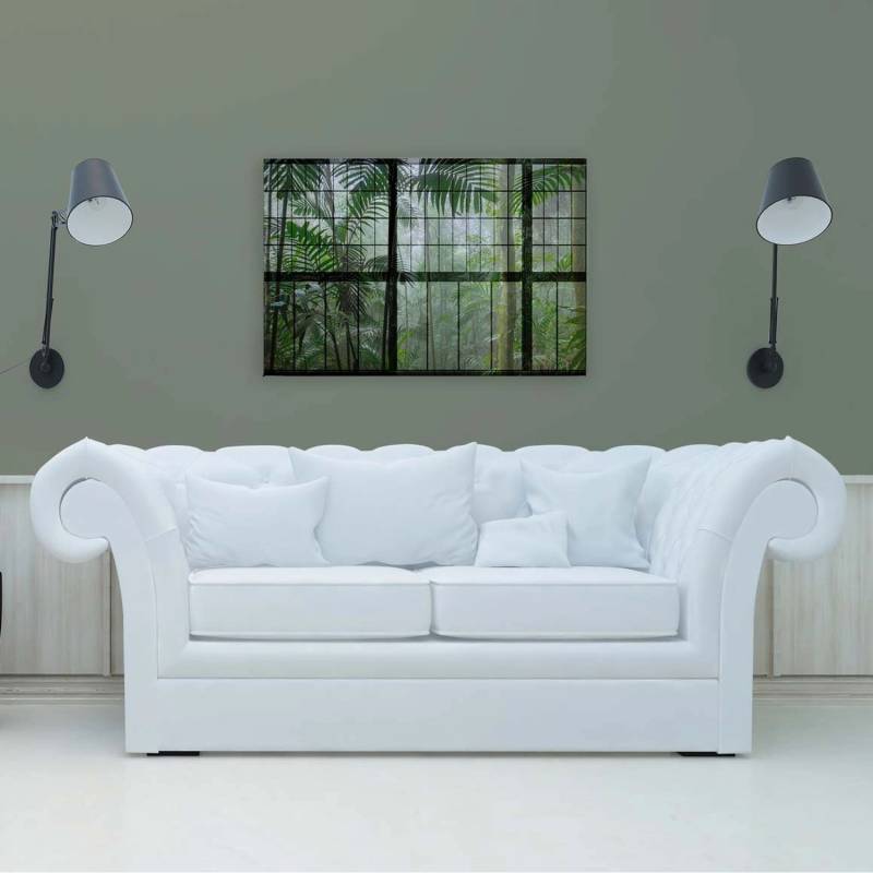 Bricoflor Leinwandbilder Fensterblick 90 X 60 Cm Dschungel Bild Grün Für Büro Und Schlafzimmer Deko Wandbild Mit Regenwald von Bricoflor