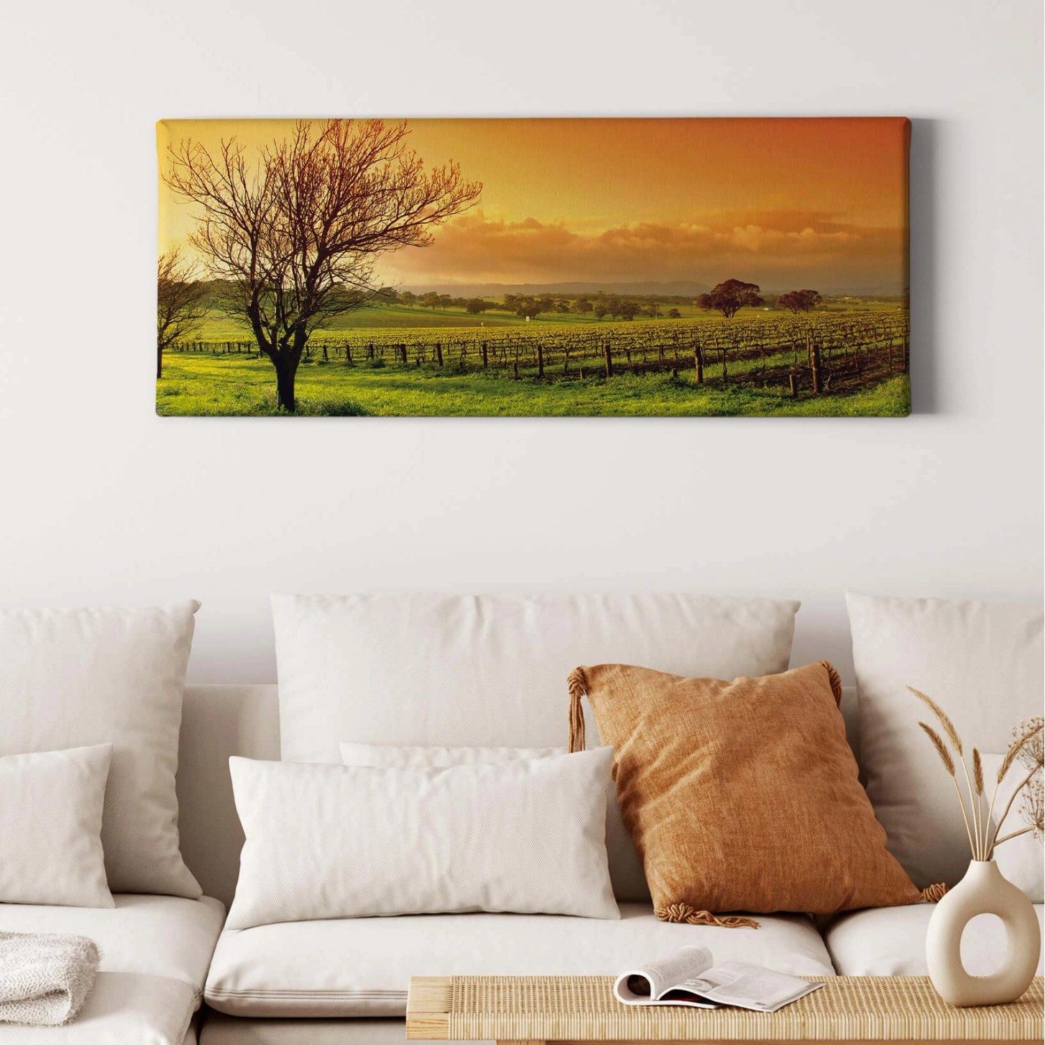 Bricoflor Leinwand Mit Landschaft In Grün Und Orange Leinwand Bild Mit Feld Im Sonnenuntergang Und Baum Herbst Wandbild Für Schlafzimmer Und Flur Bricoflor Leinwand Mit Landschaft In Grün Und Orange Leinwand Bild Mit Feld Im Sonnenuntergang Und Baum Herbst Wandbild Für Schlafzimmer Und Flur von Bricoflor