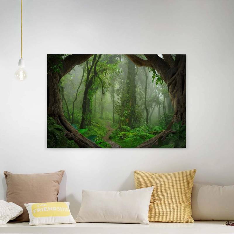 Bricoflor Leinwand Mit Urwald In Grün Wohnzimmer Und Schlafzimmer Leinwandbild Mit Dschungel Querformat Bild Auf Canvas Keilrahmen Mit Regenwald von Bricoflor