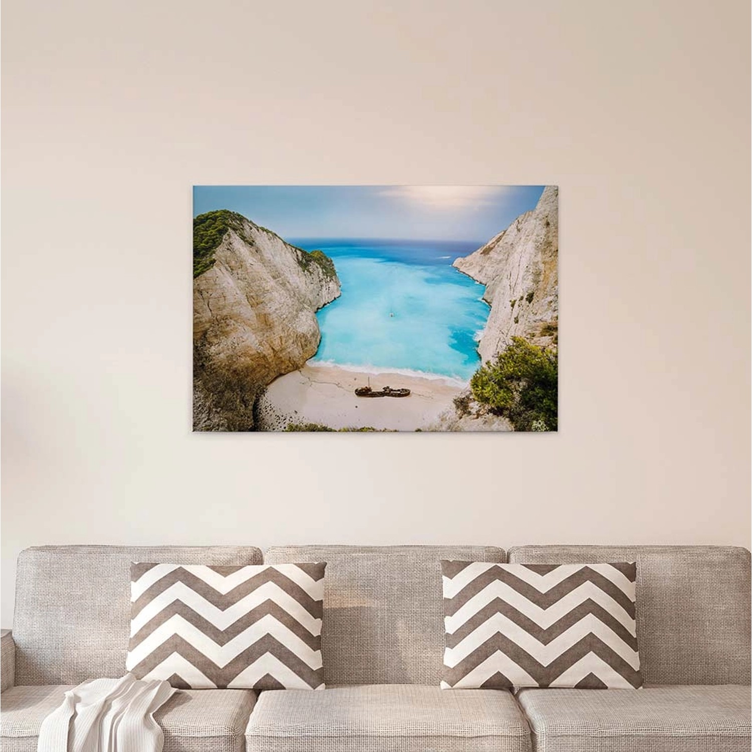 Bricoflor Leinwandbild Mit Meer Motiv In Türkis Strand Wandbild Ideal Für Badezimmer Und Schlafzimmer Sommer Bild Auf Canvas Leinwand Mit Keilrahmen von Bricoflor